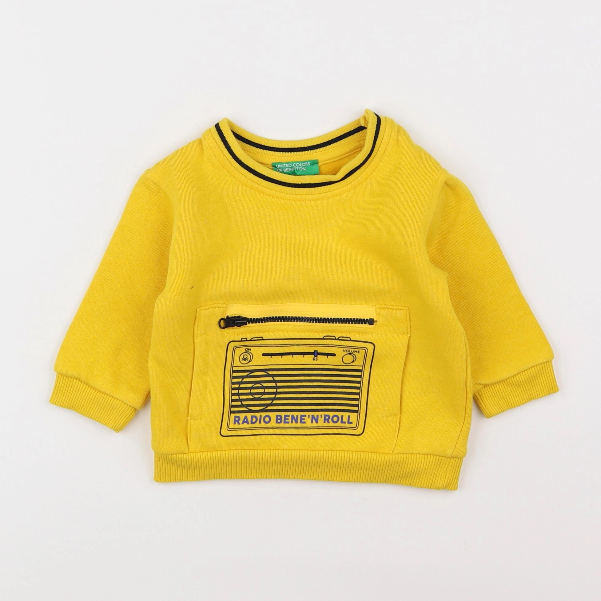 Benetton - sweat jaune - 6/9 mois