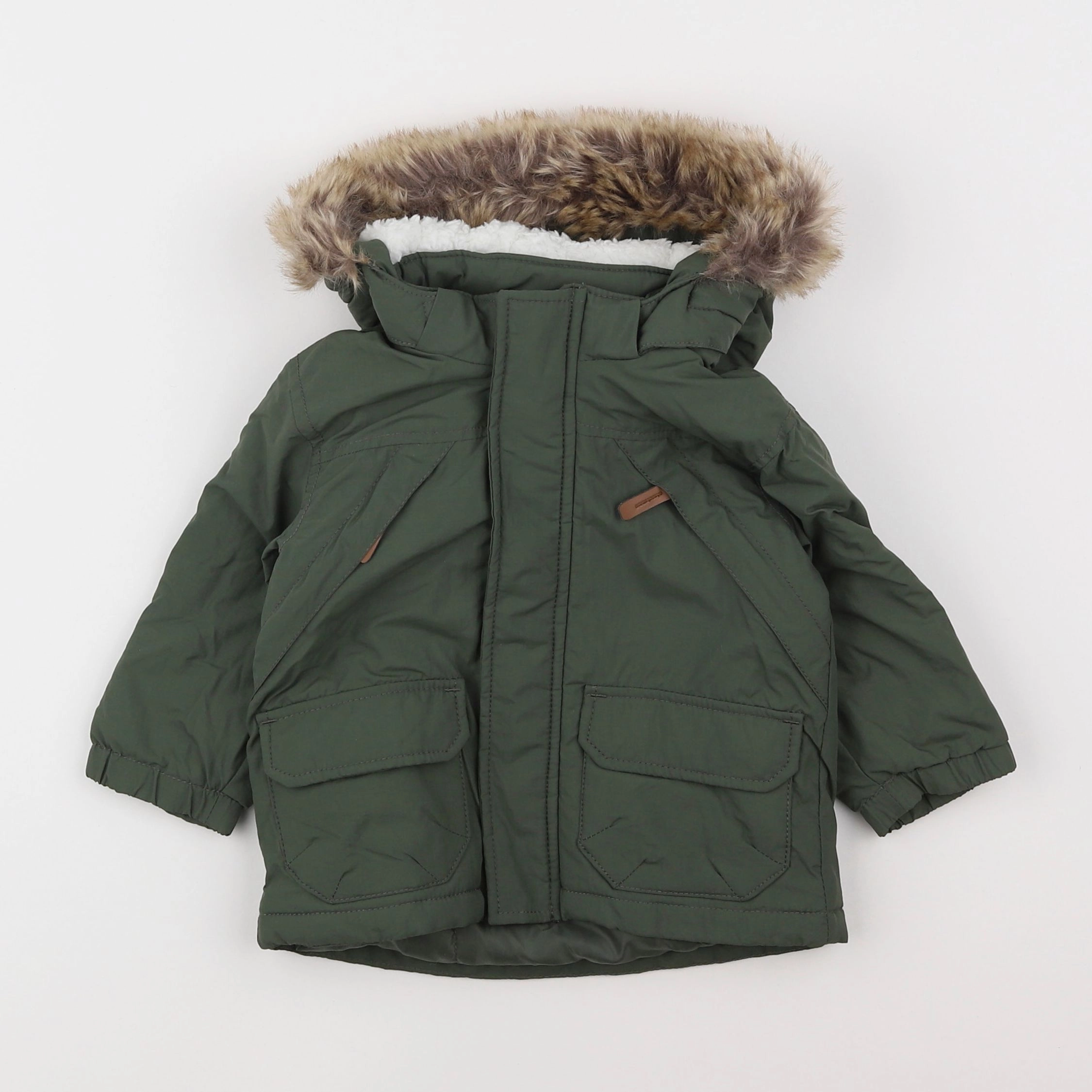 H&M - parka vert - 6/9 mois