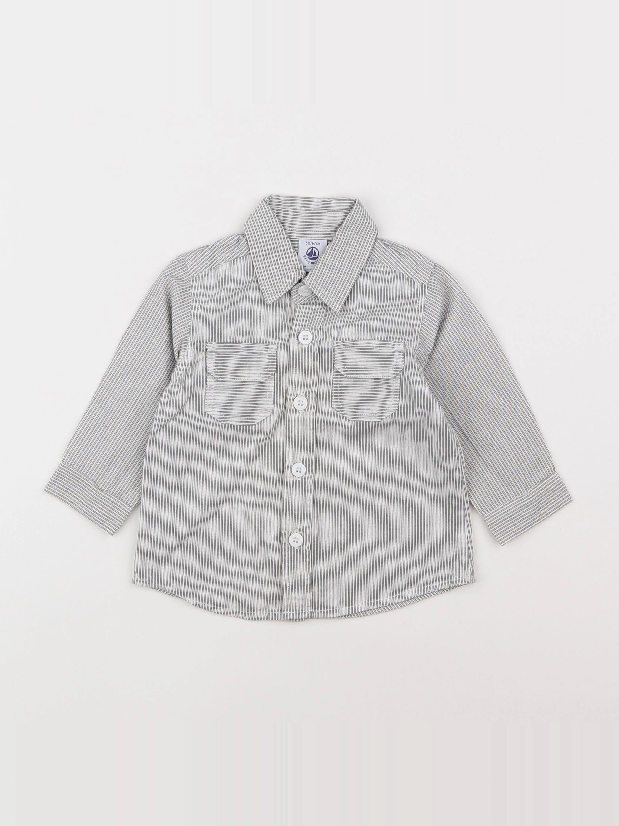 Petit Bateau - chemise gris - 6 mois