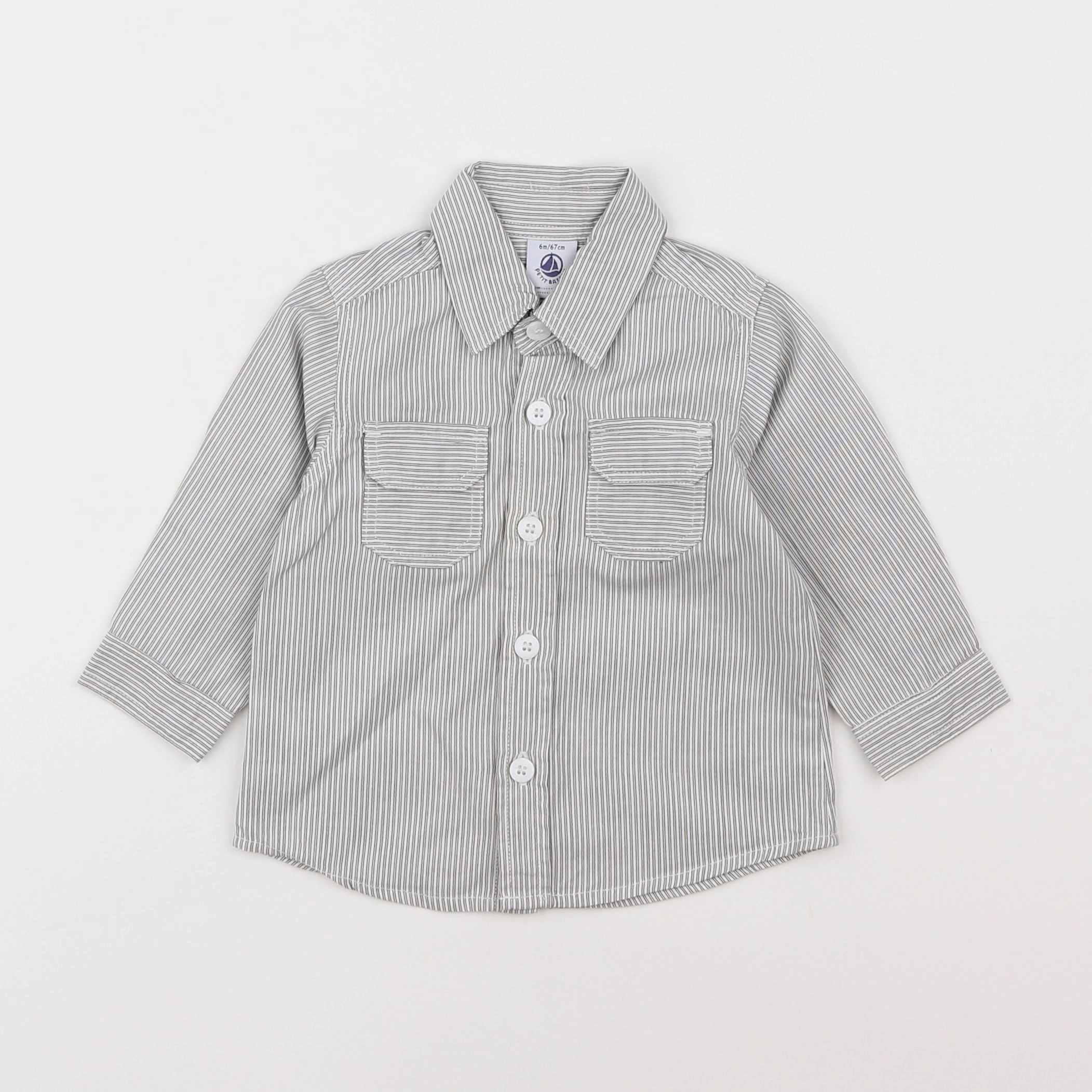 Petit Bateau - chemise gris - 6 mois