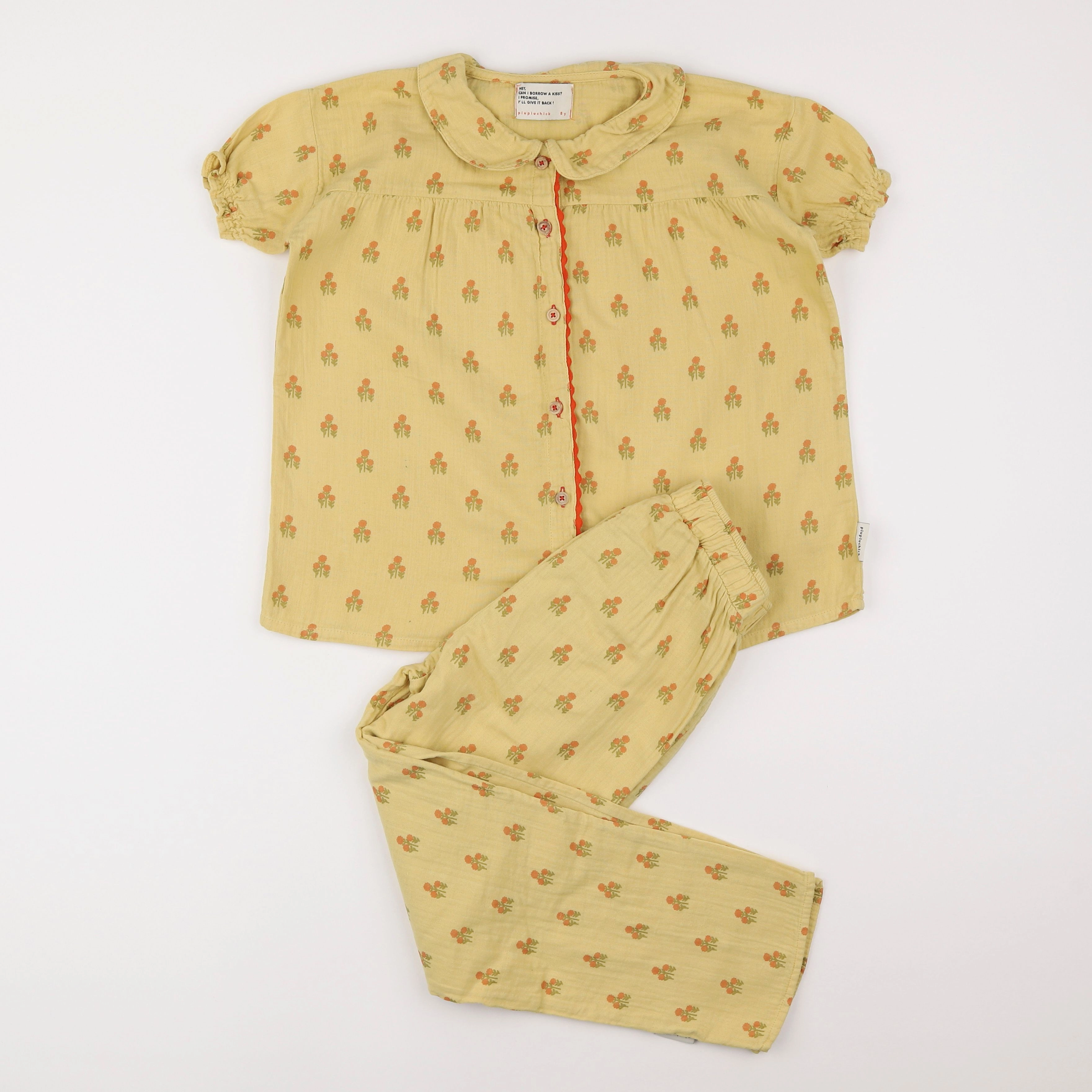 Piupiuchick - pyjama coton jaune - 8 ans