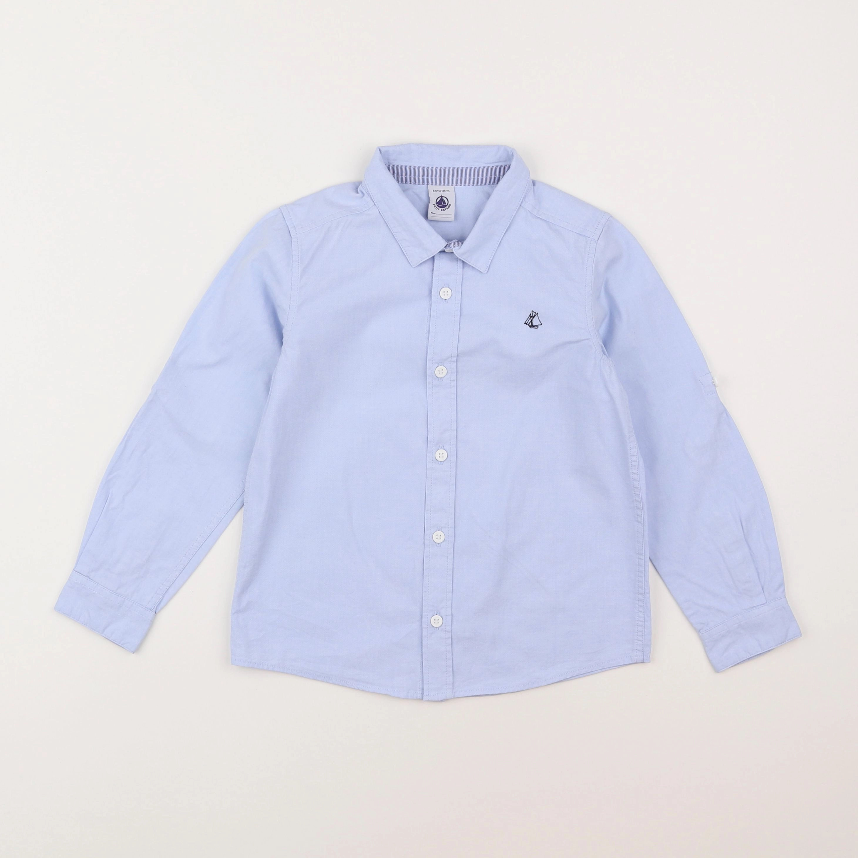 Petit Bateau - chemise bleu - 6 ans