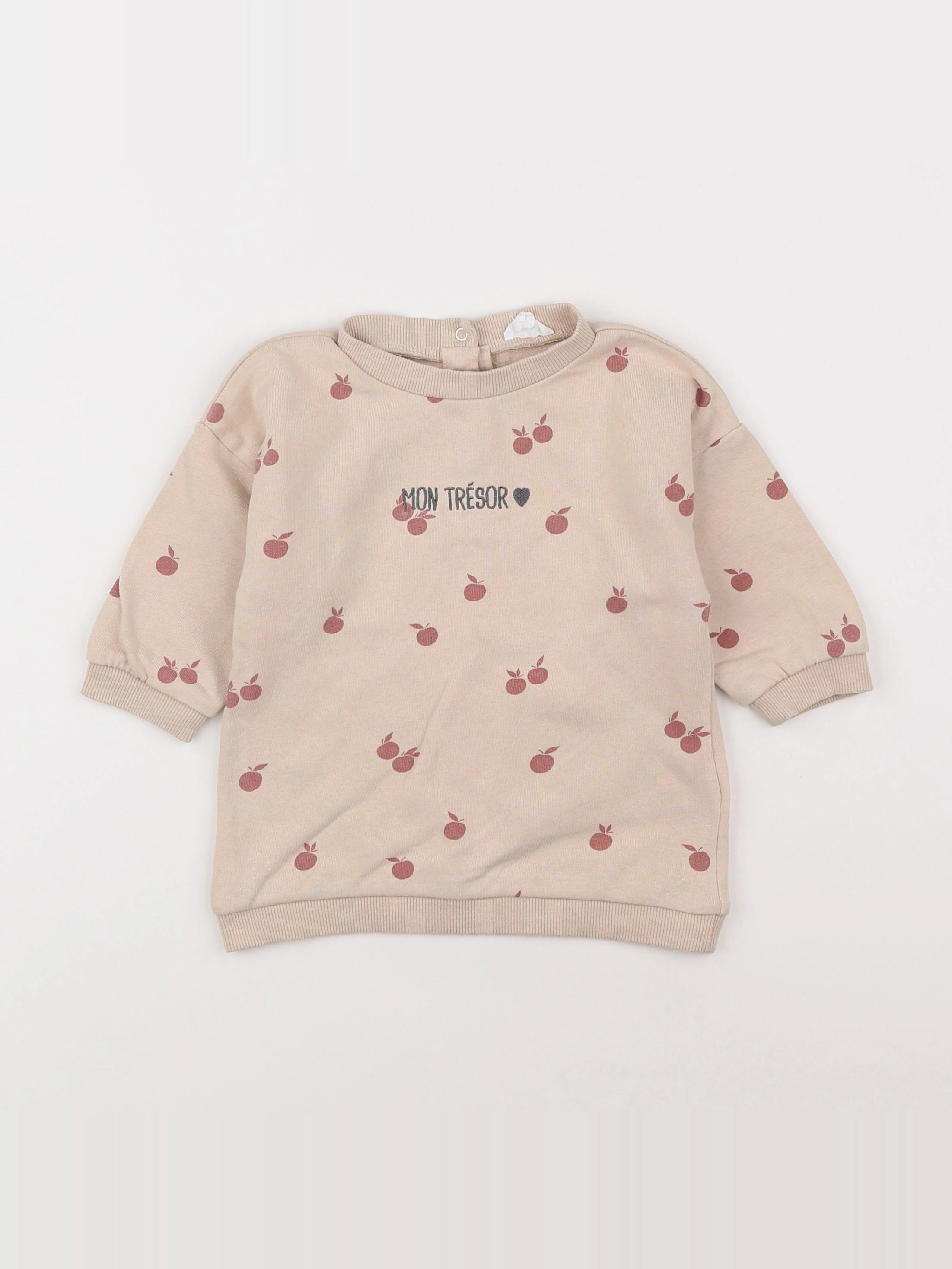 Vertbaudet - sweat beige - 12 mois