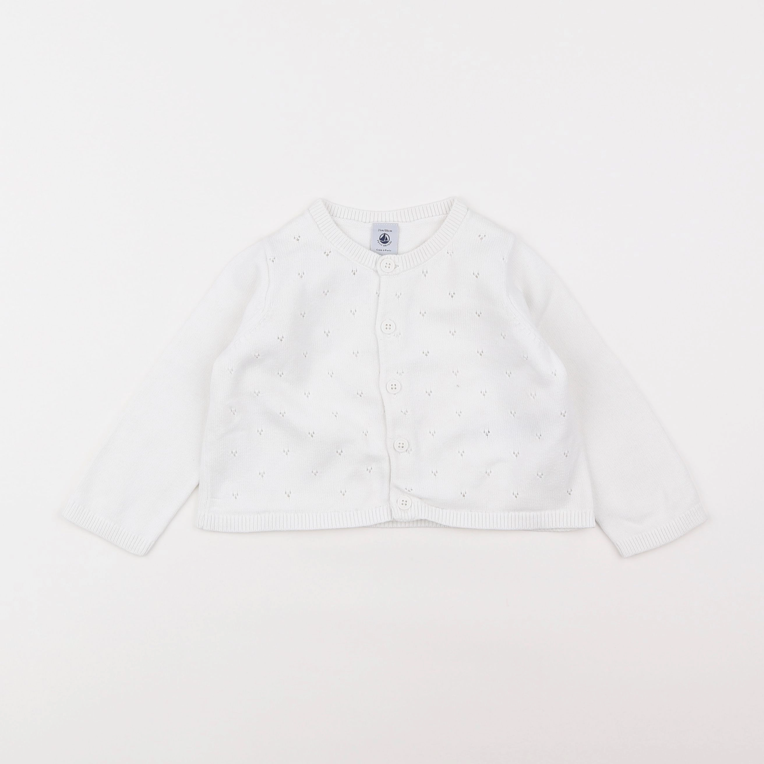 Petit Bateau - gilet blanc - 2 ans