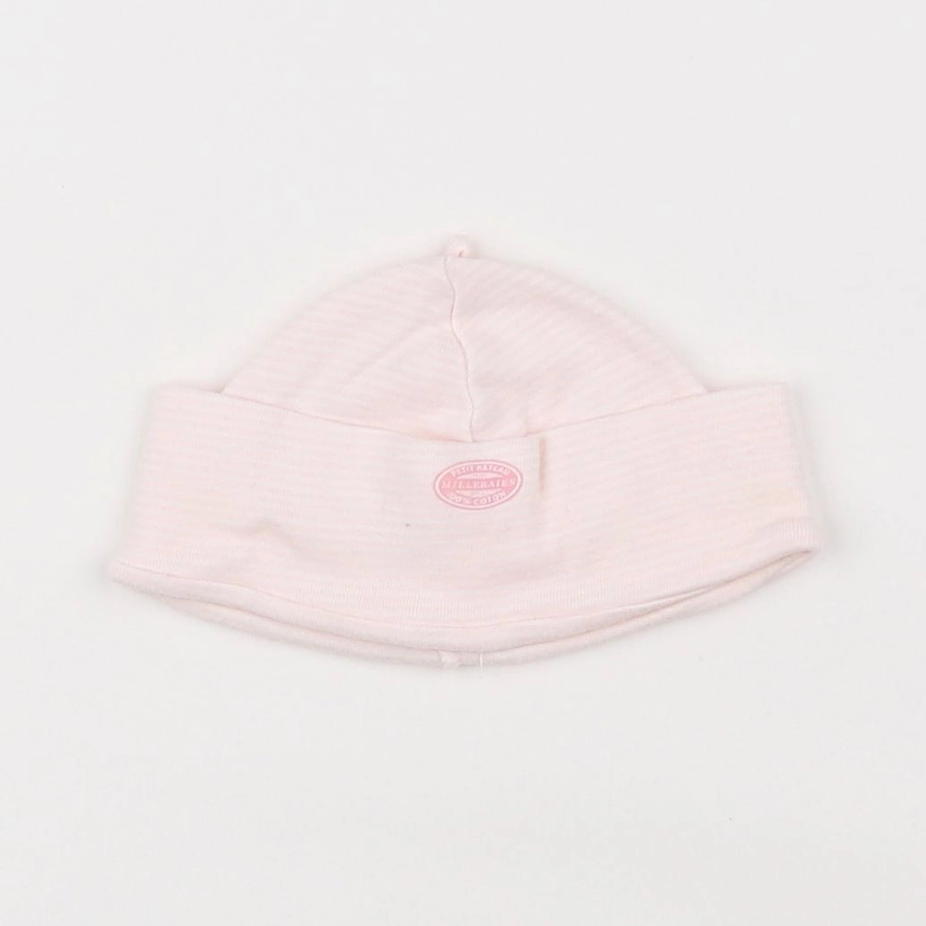 Petit Bateau - bonnet blanc, rose - 3/6 mois