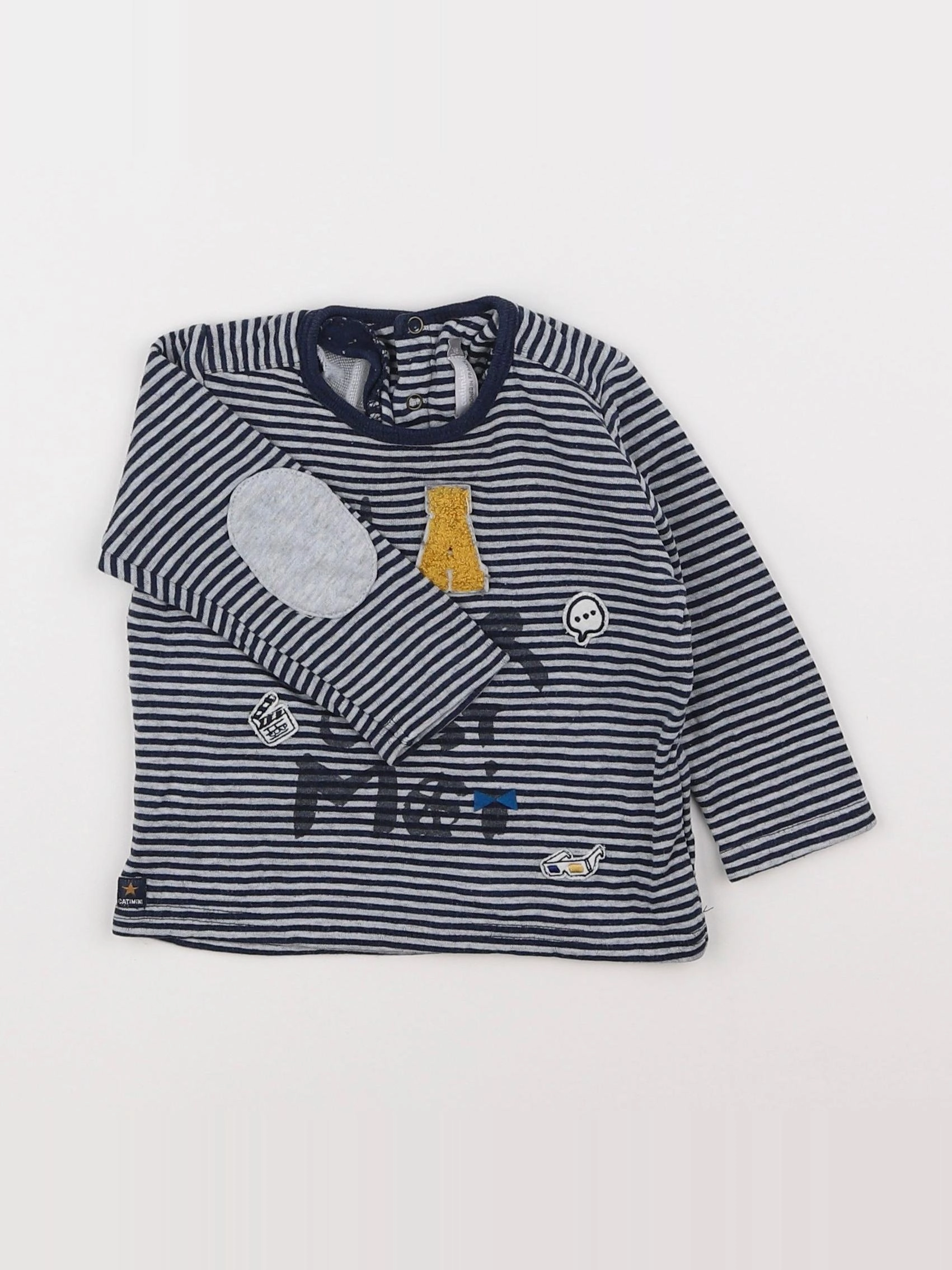 Catimini - tee-shirt bleu, gris - 12 mois