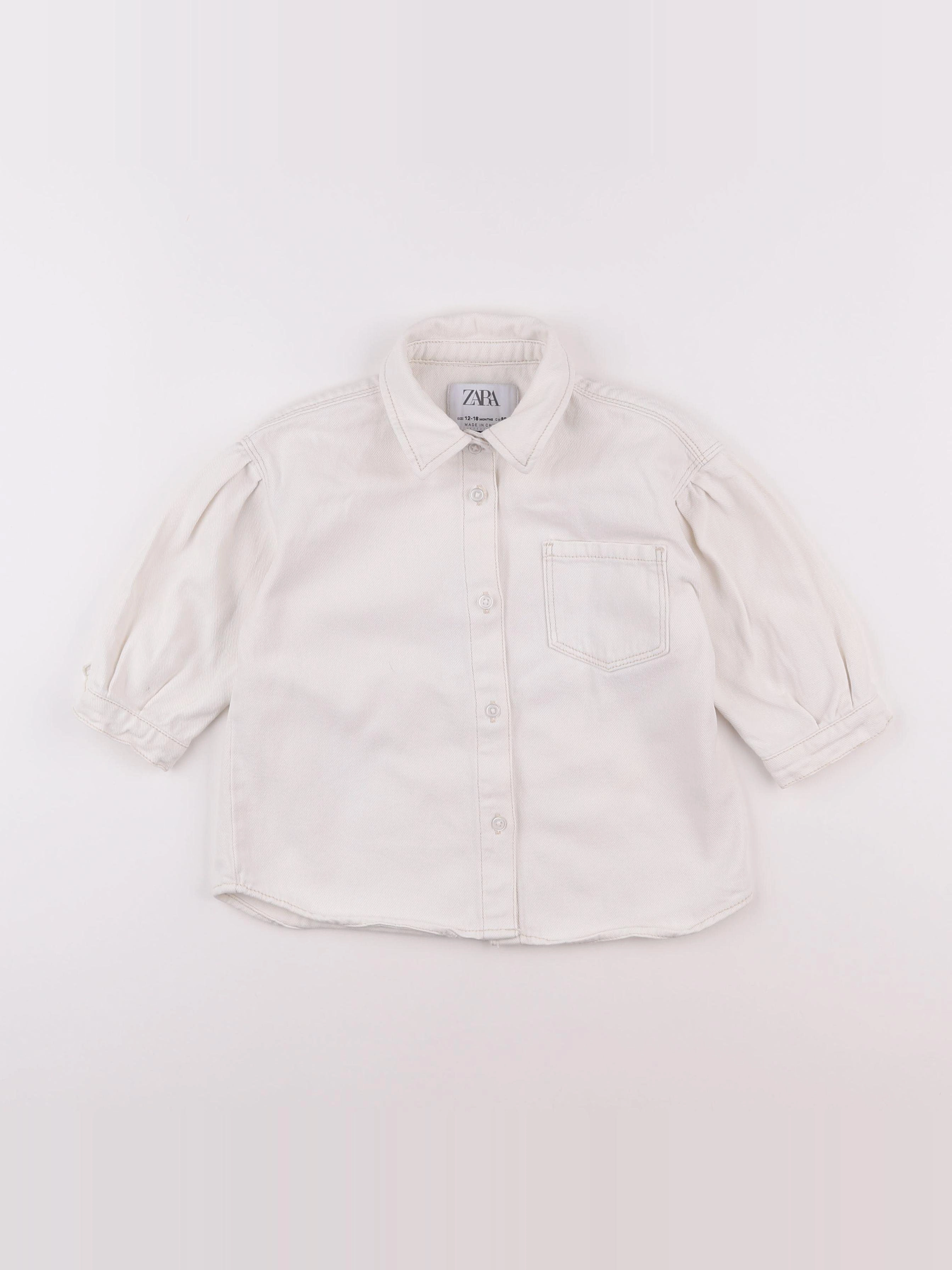 Zara - chemise imprimé au dos blanc - 12/18 mois