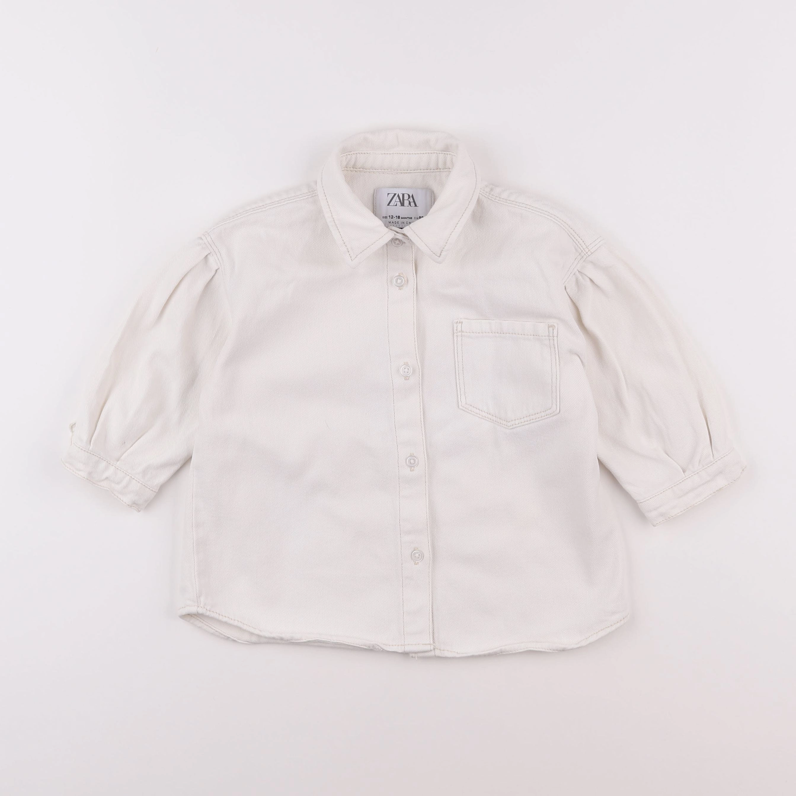 Zara - chemise imprimé au dos blanc - 12/18 mois