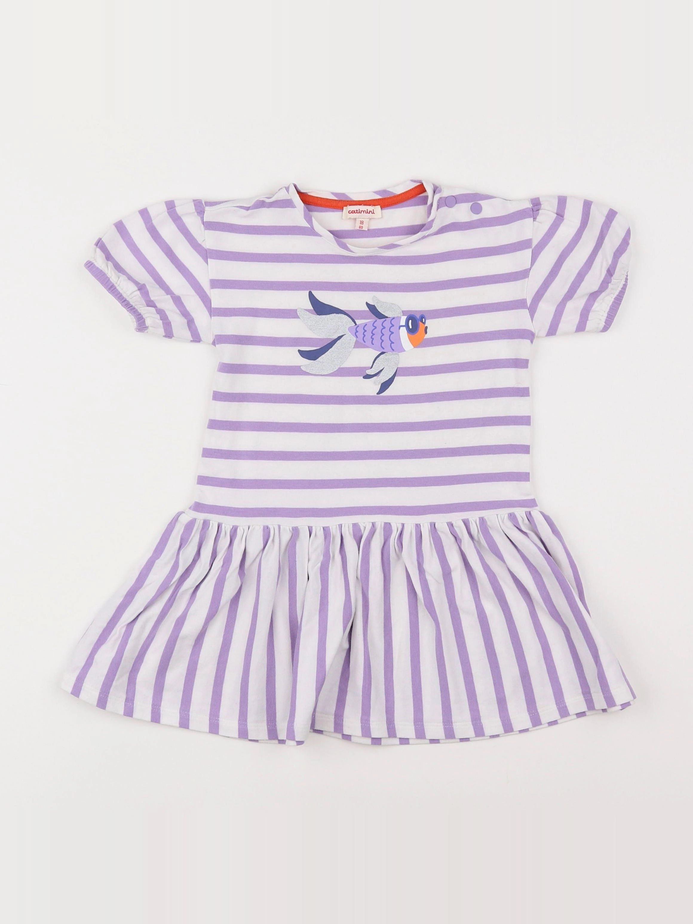 Catimini - robe blanc, violet - 18 mois