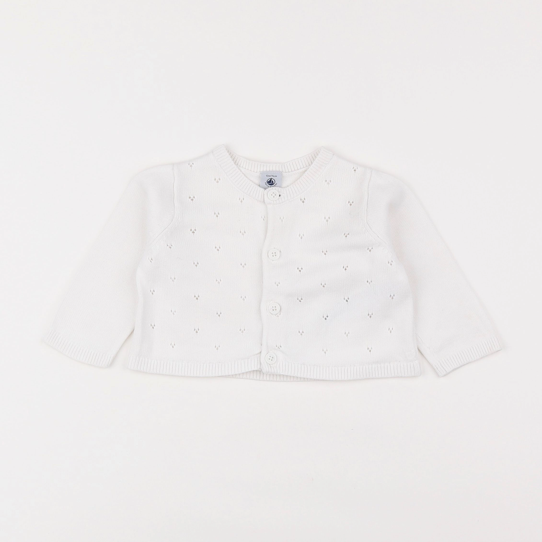 Petit Bateau - gilet blanc - 12 mois