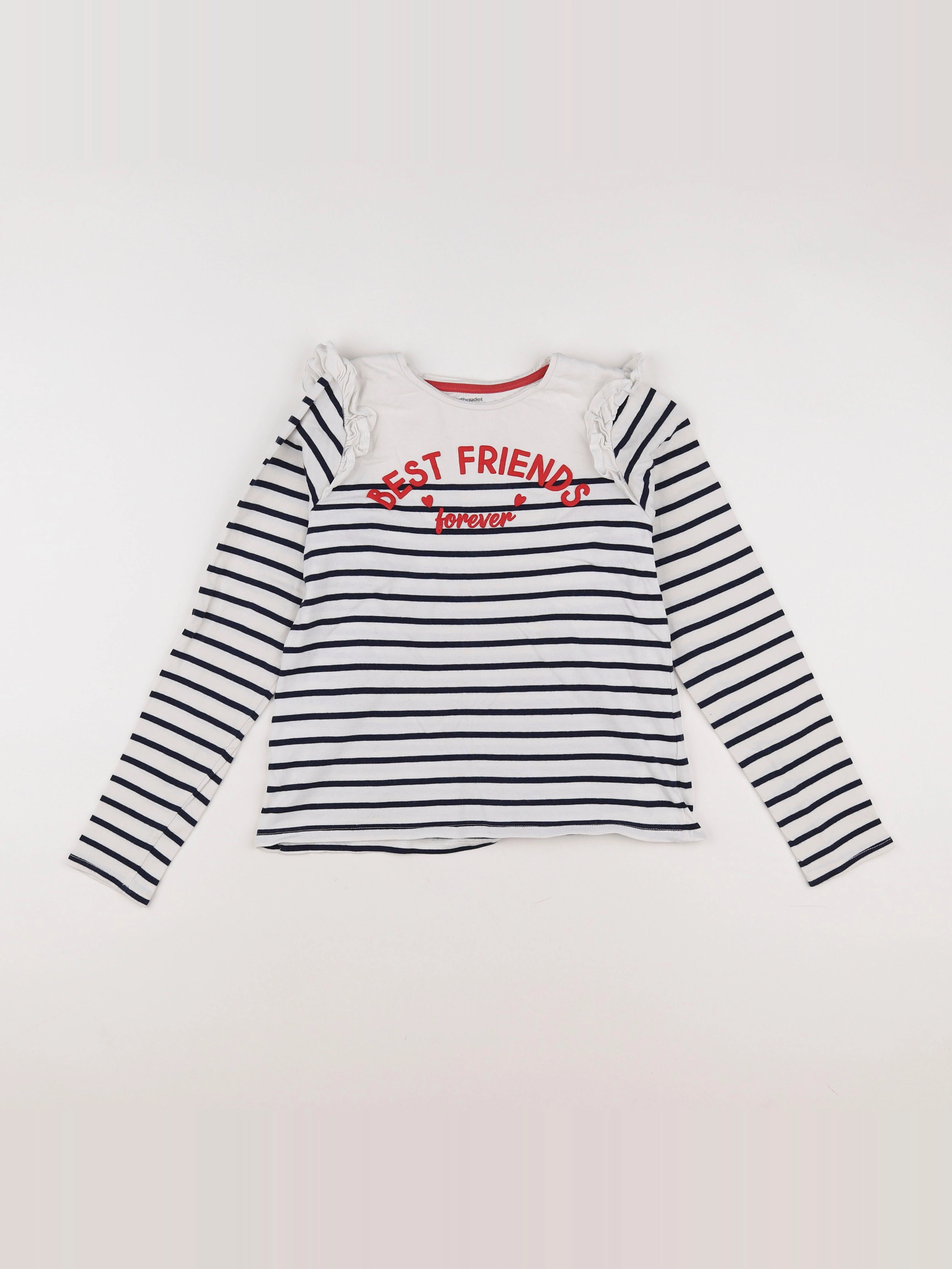 Vertbaudet - tee-shirt blanc, bleu - 10 ans