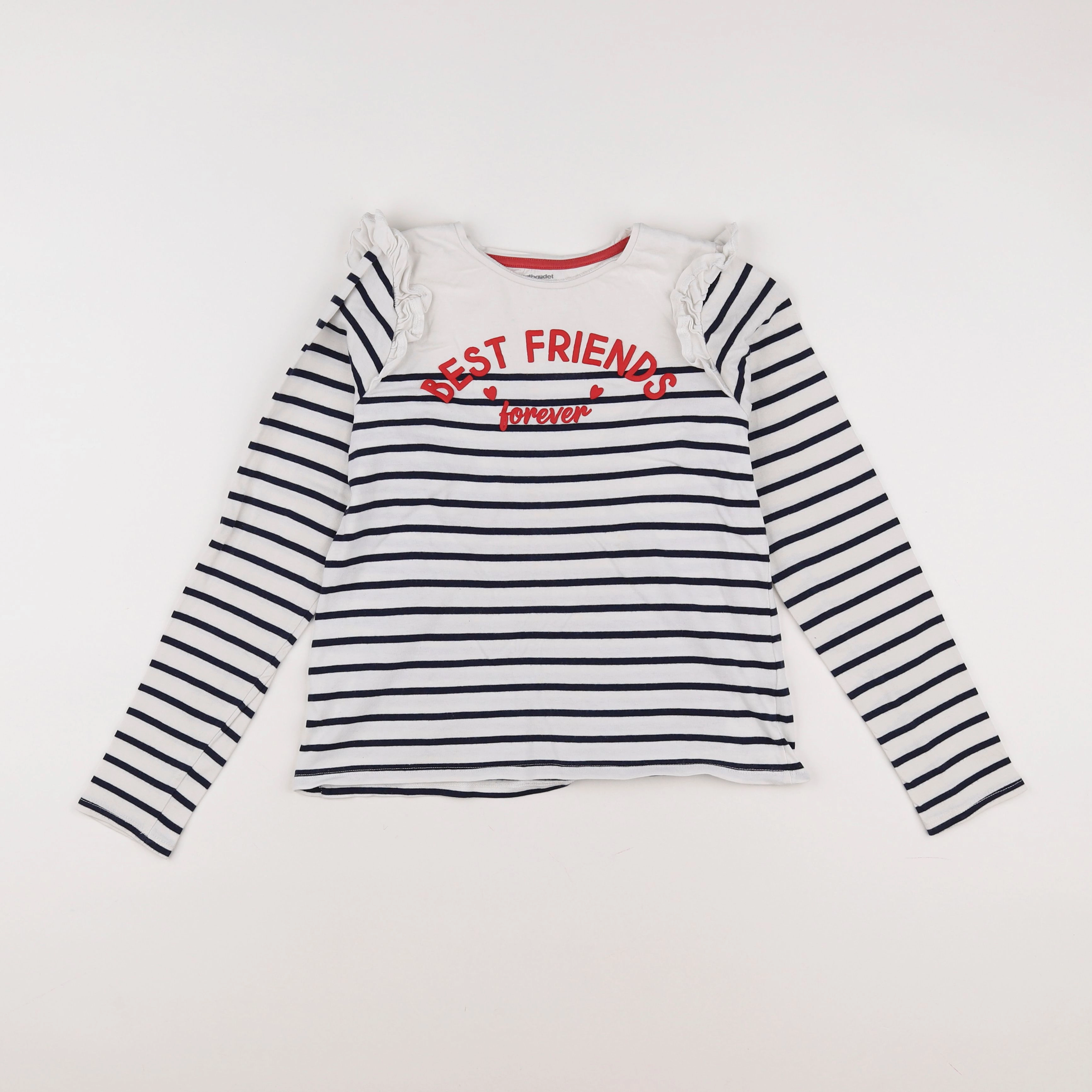Vertbaudet - tee-shirt blanc, bleu - 10 ans