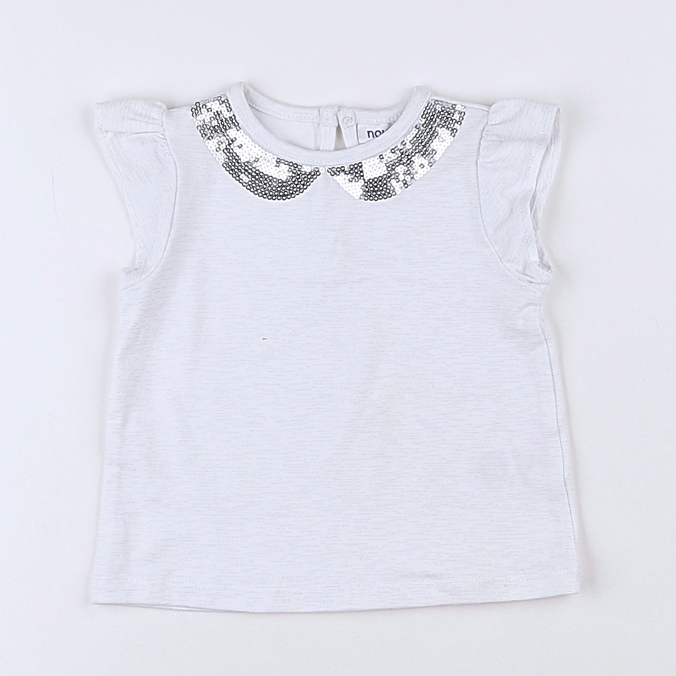 Noukie's - tee-shirt blanc, argent - 6 mois