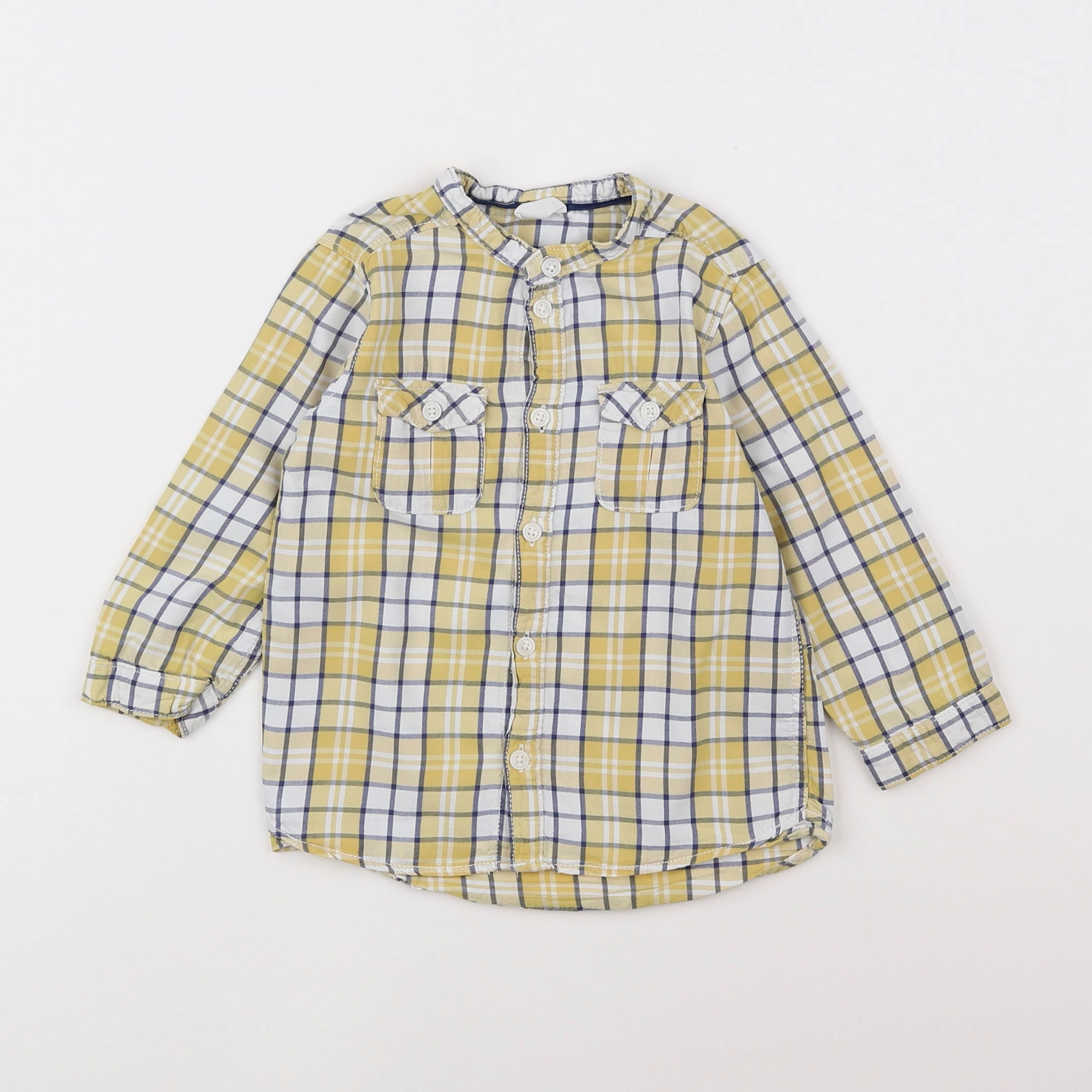 H&M - chemise jaune, bleu - 12/18 mois