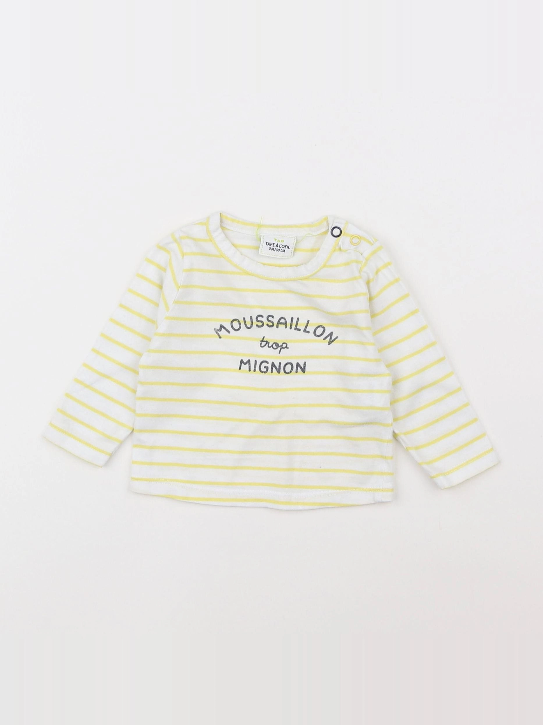 Tape à l'oeil - tee-shirt jaune, blanc - 3 mois