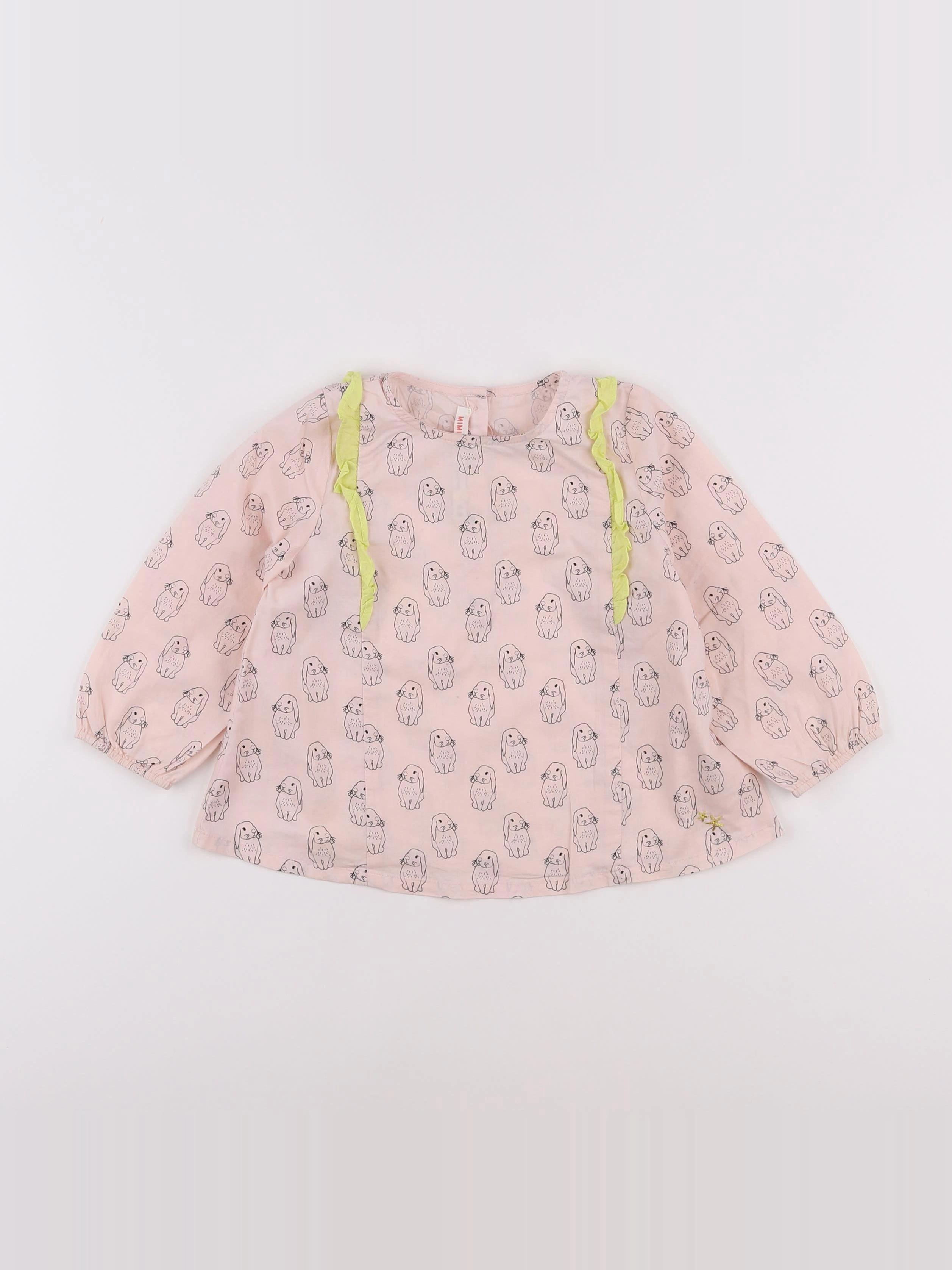 Monoprix - blouse rose, jaune - 12/18 mois