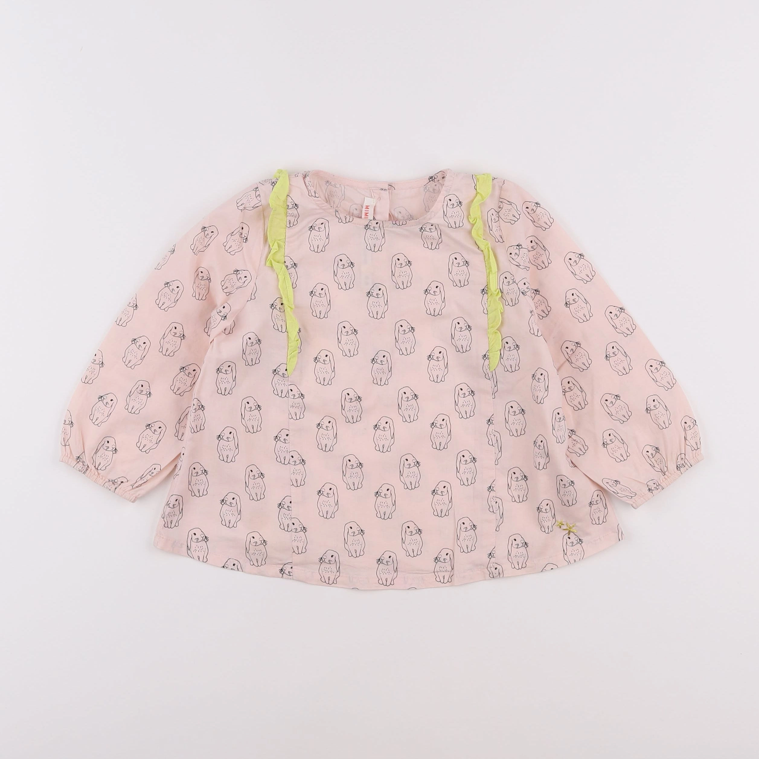 Monoprix - blouse rose, jaune - 12/18 mois