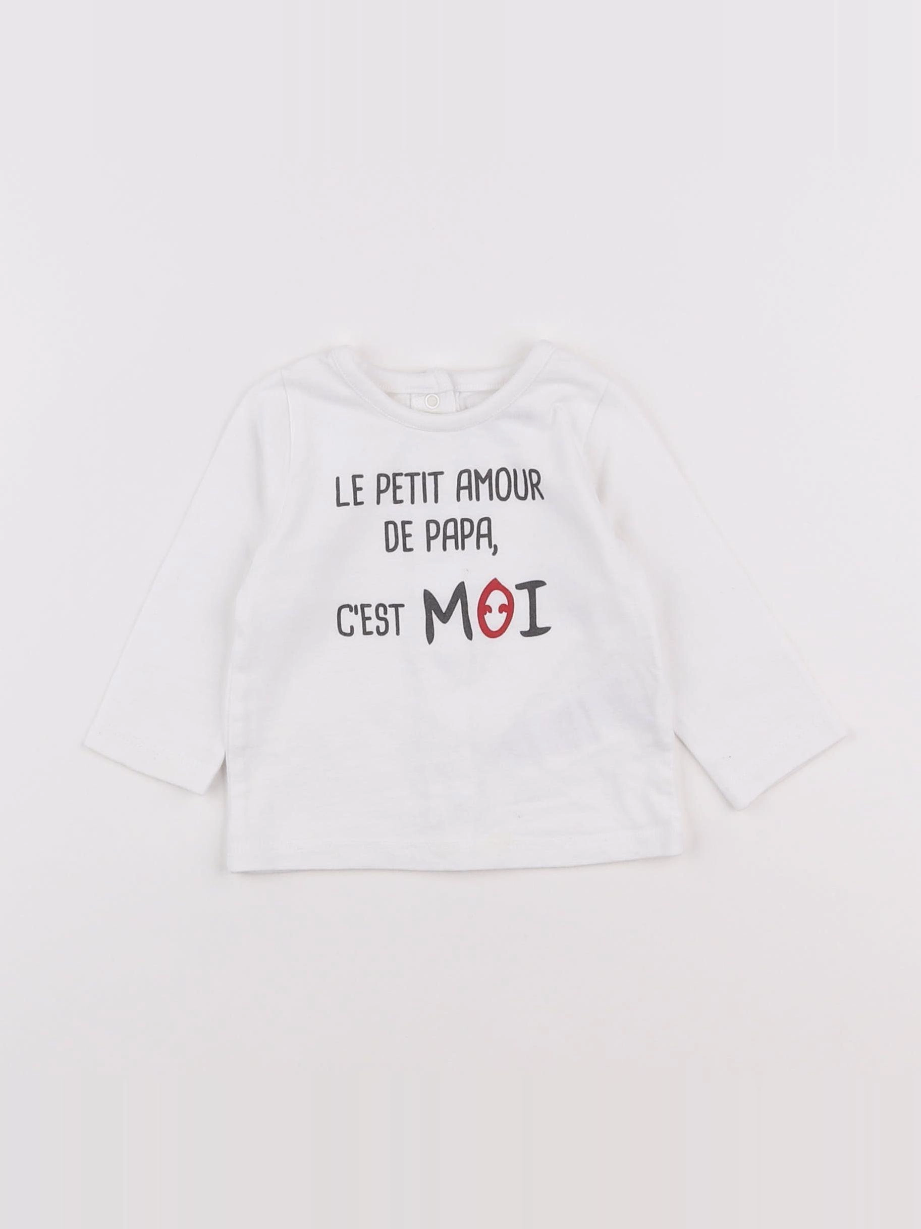 Vertbaudet - tee-shirt blanc - 3 mois