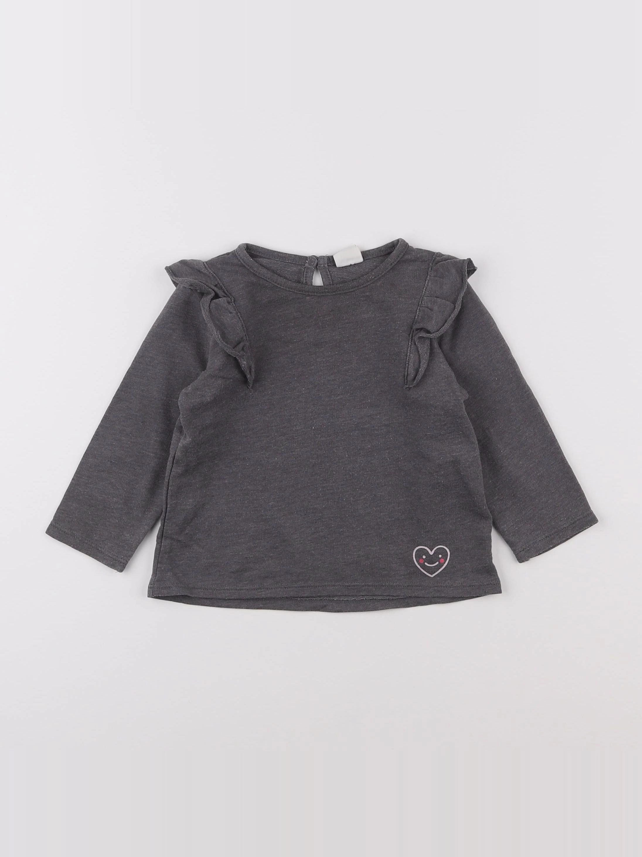 H&M - tee-shirt gris - 6/9 mois