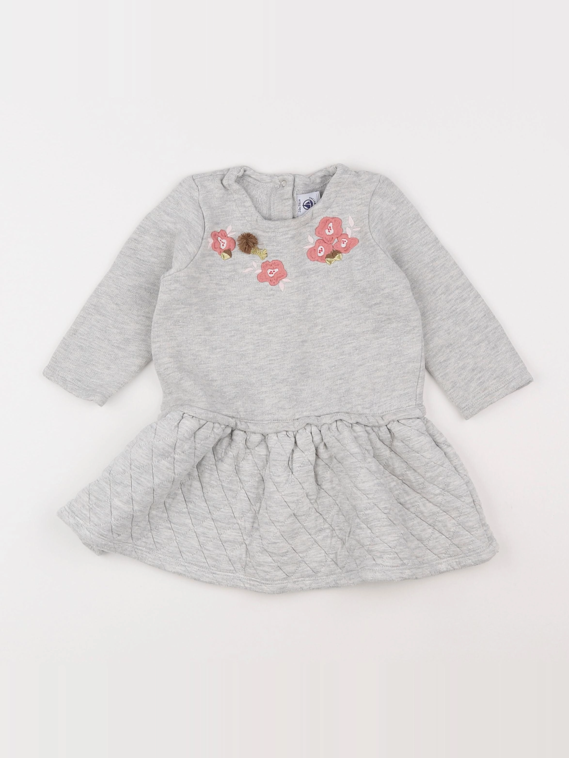 Petit Bateau - robe gris - 2 ans