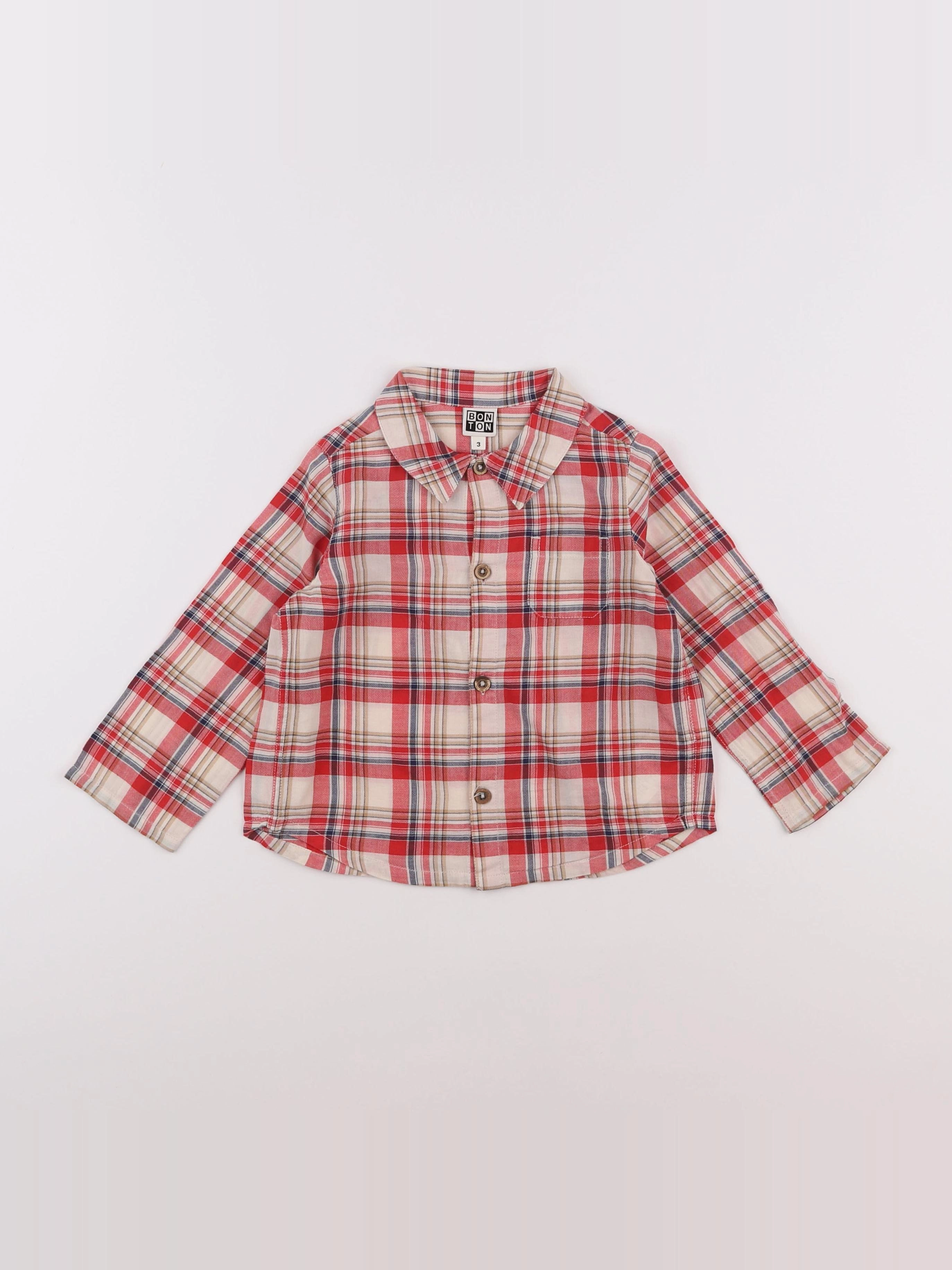 Bonton - chemise rouge - 3 ans