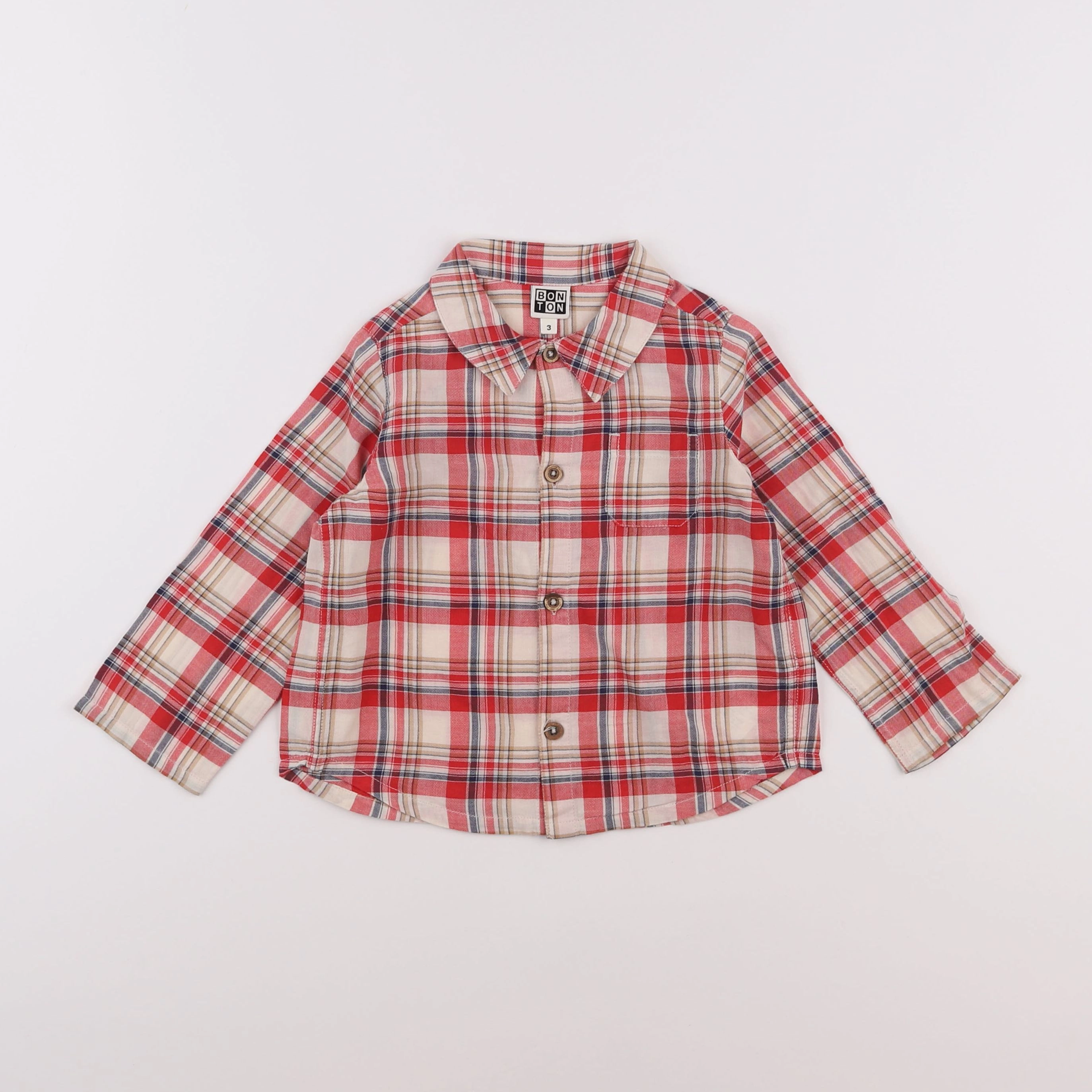 Bonton - chemise rouge - 3 ans