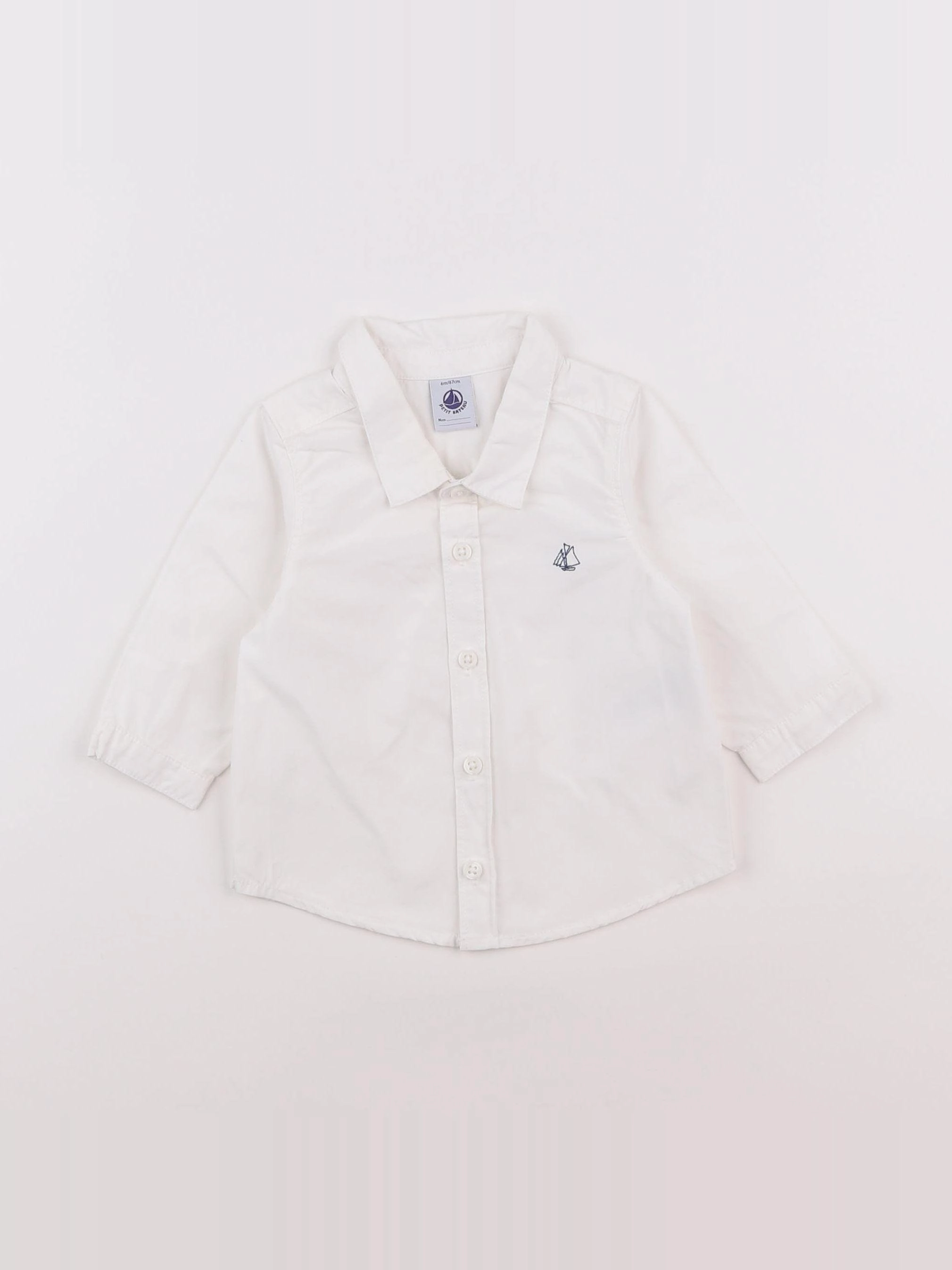 Petit Bateau - chemise blanc - 6 mois