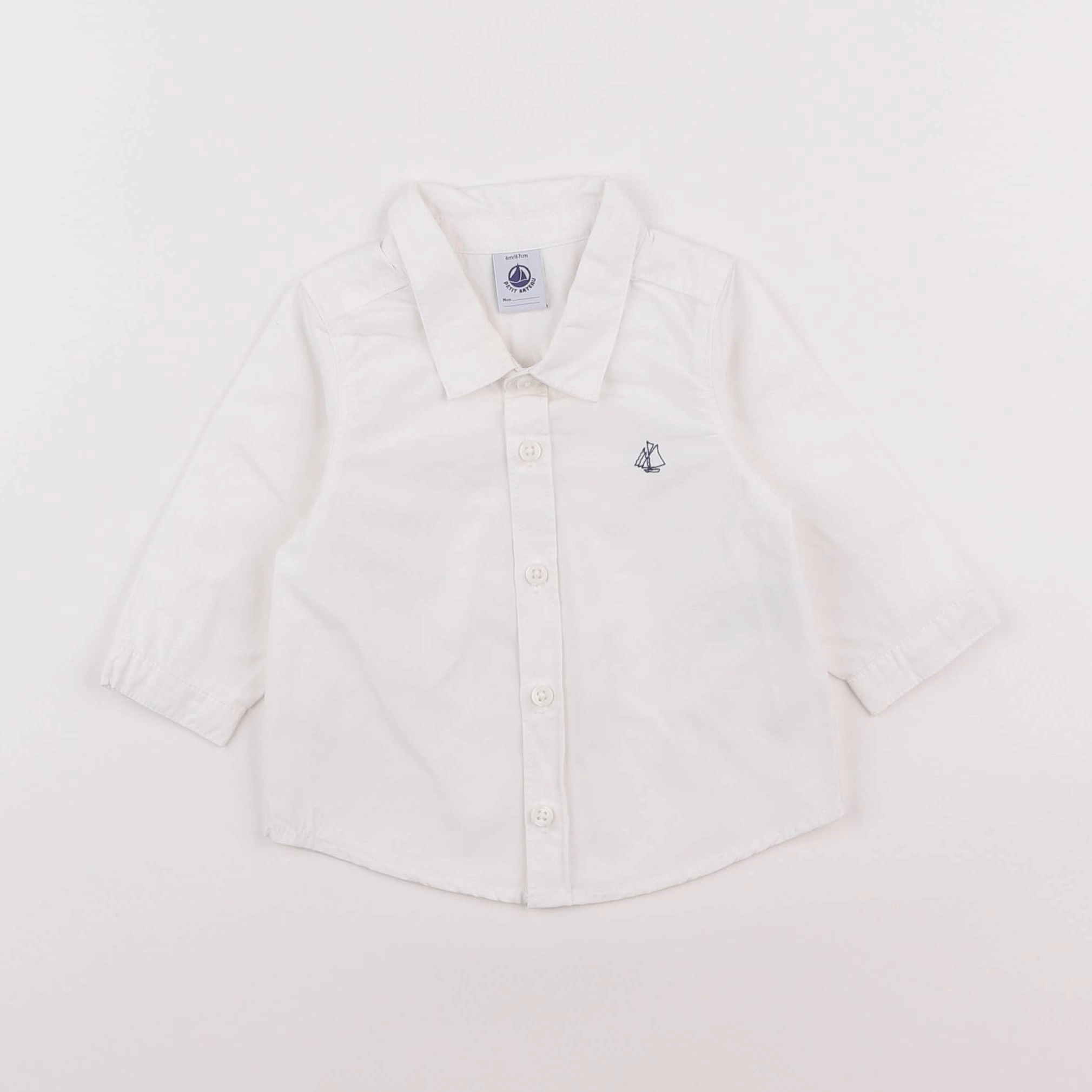 Petit Bateau - chemise blanc - 6 mois