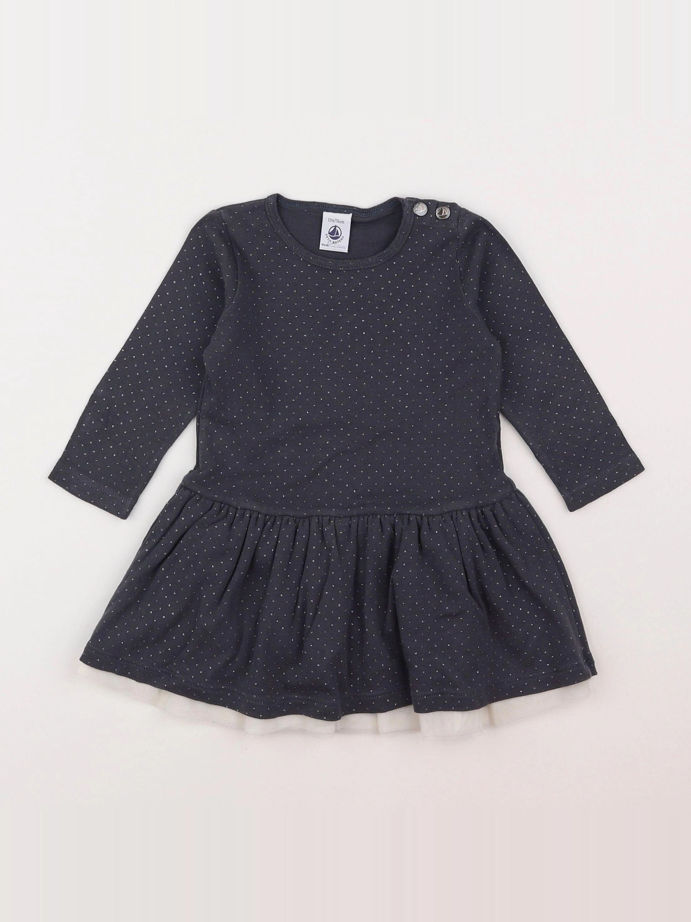Petit Bateau - robe gris - 12 mois