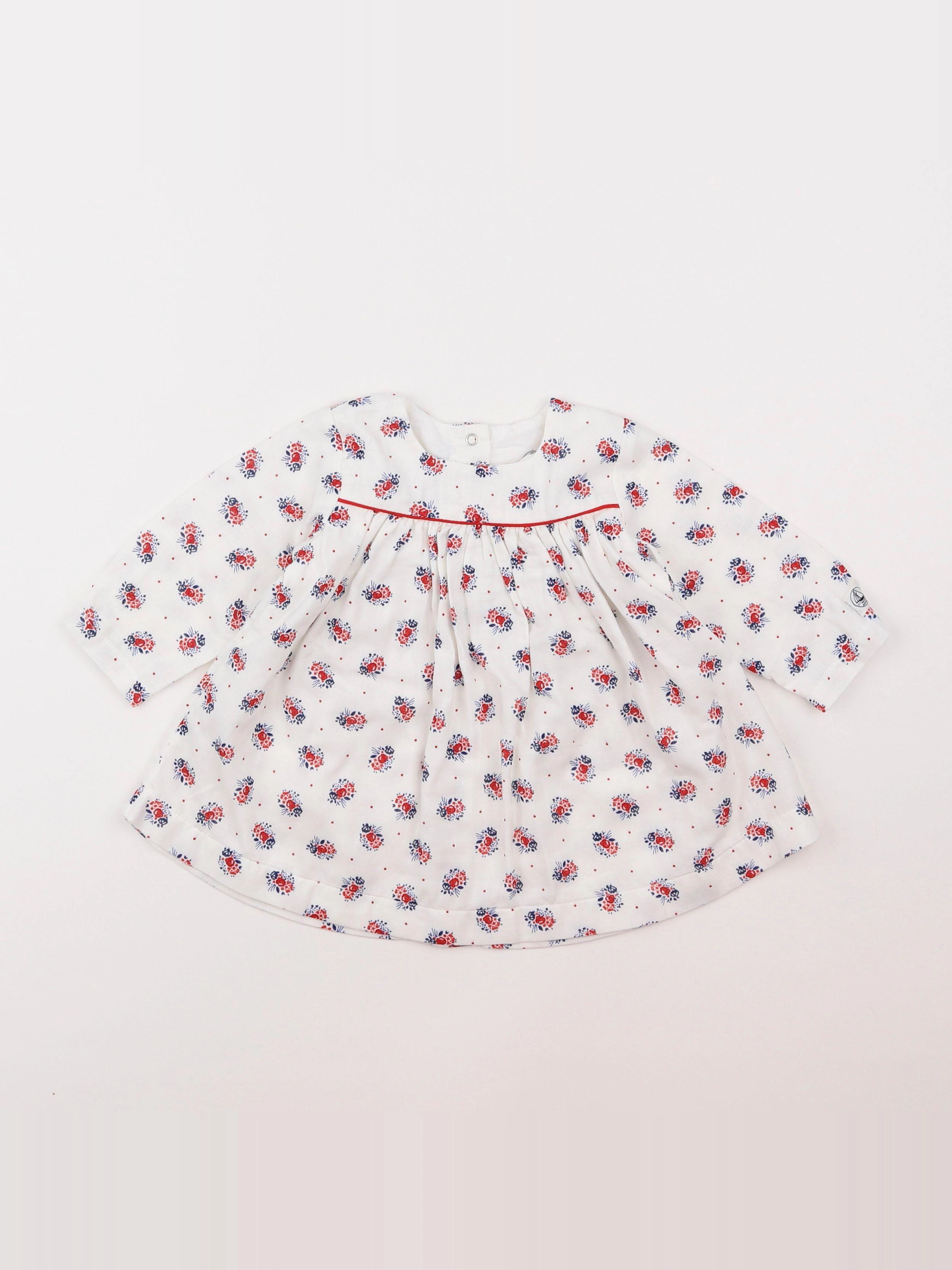 Petit Bateau - robe blanc - 6 mois