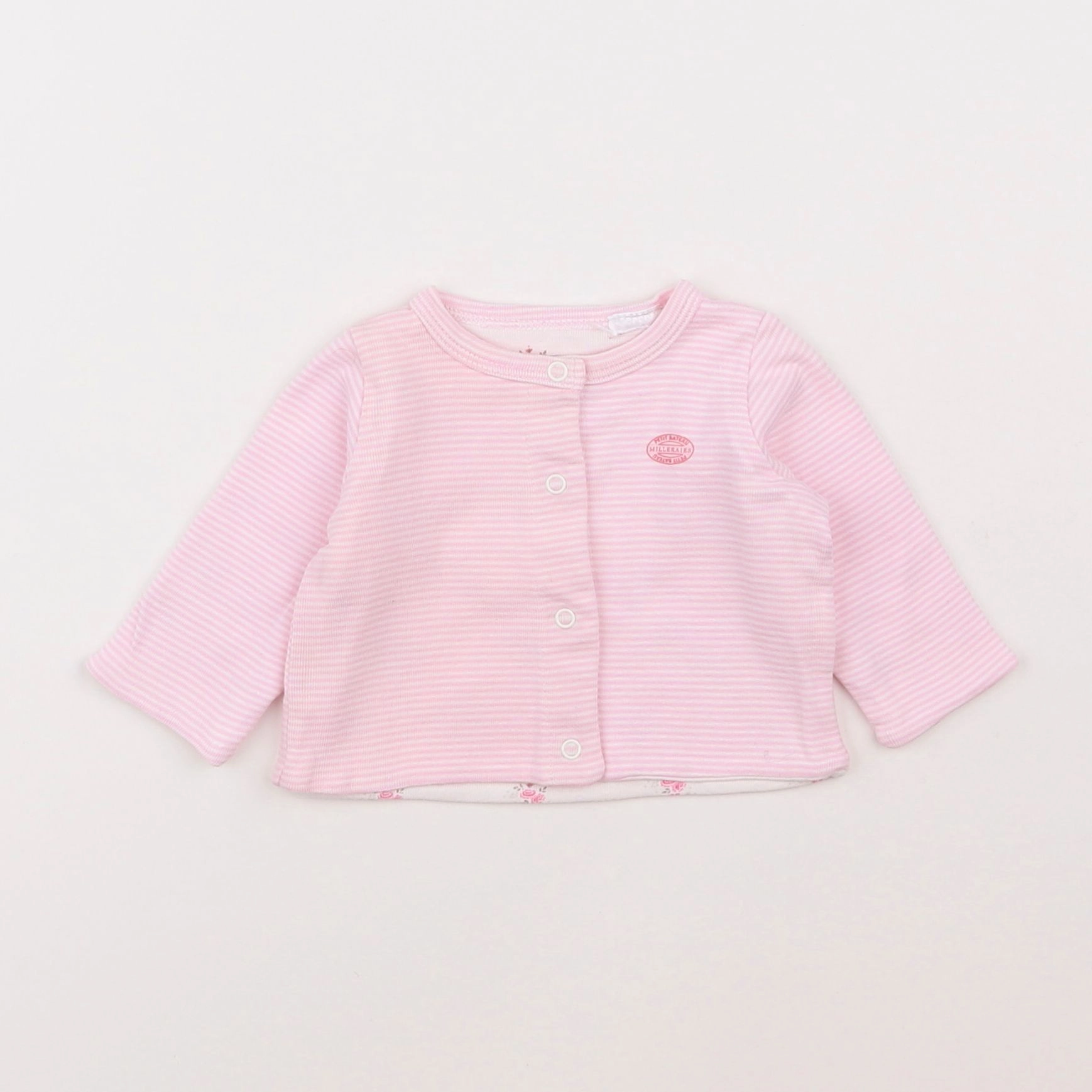 Petit Bateau - tee-shirt blanc, rose - 0 mois