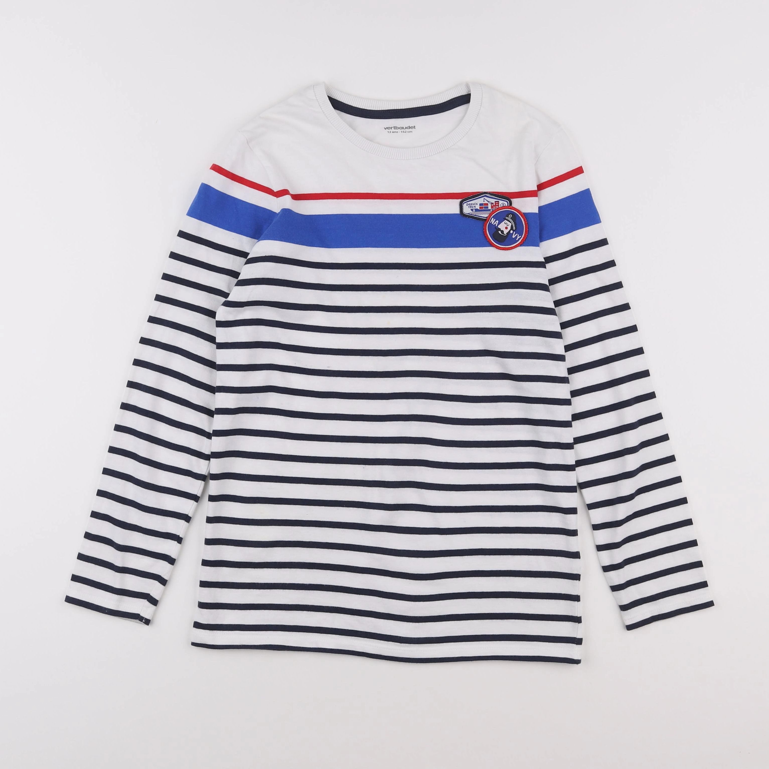 Vertbaudet - tee-shirt bleu, blanc - 12 ans