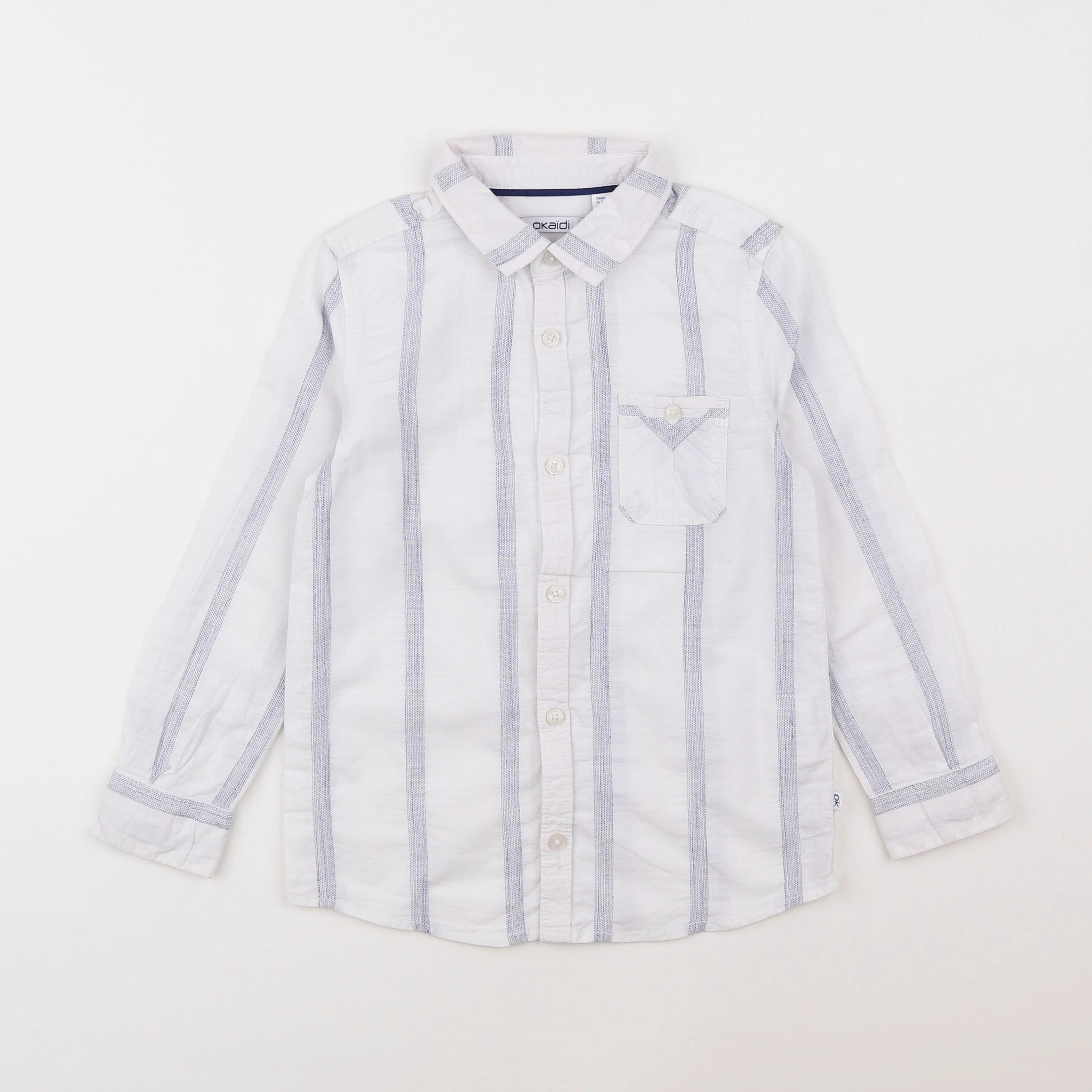 Okaidi - chemise blanc, bleu - 5 ans