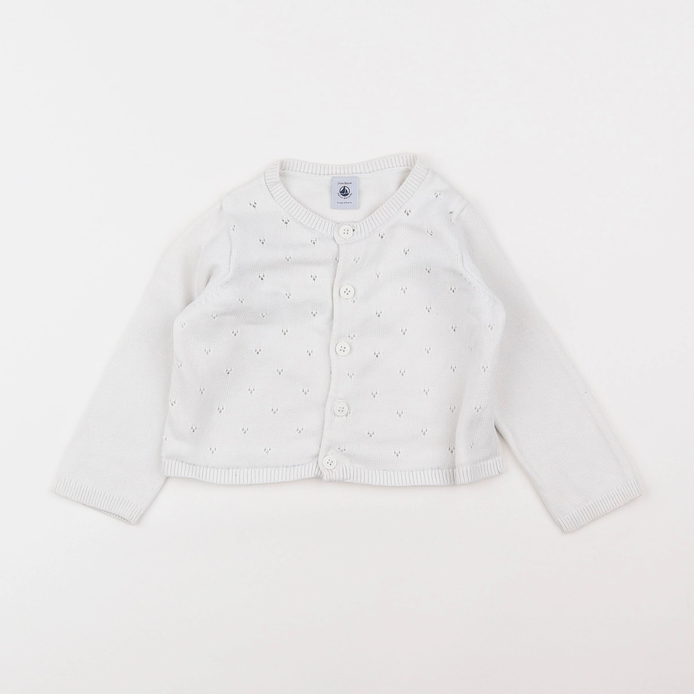 Petit Bateau - gilet blanc - 2 ans