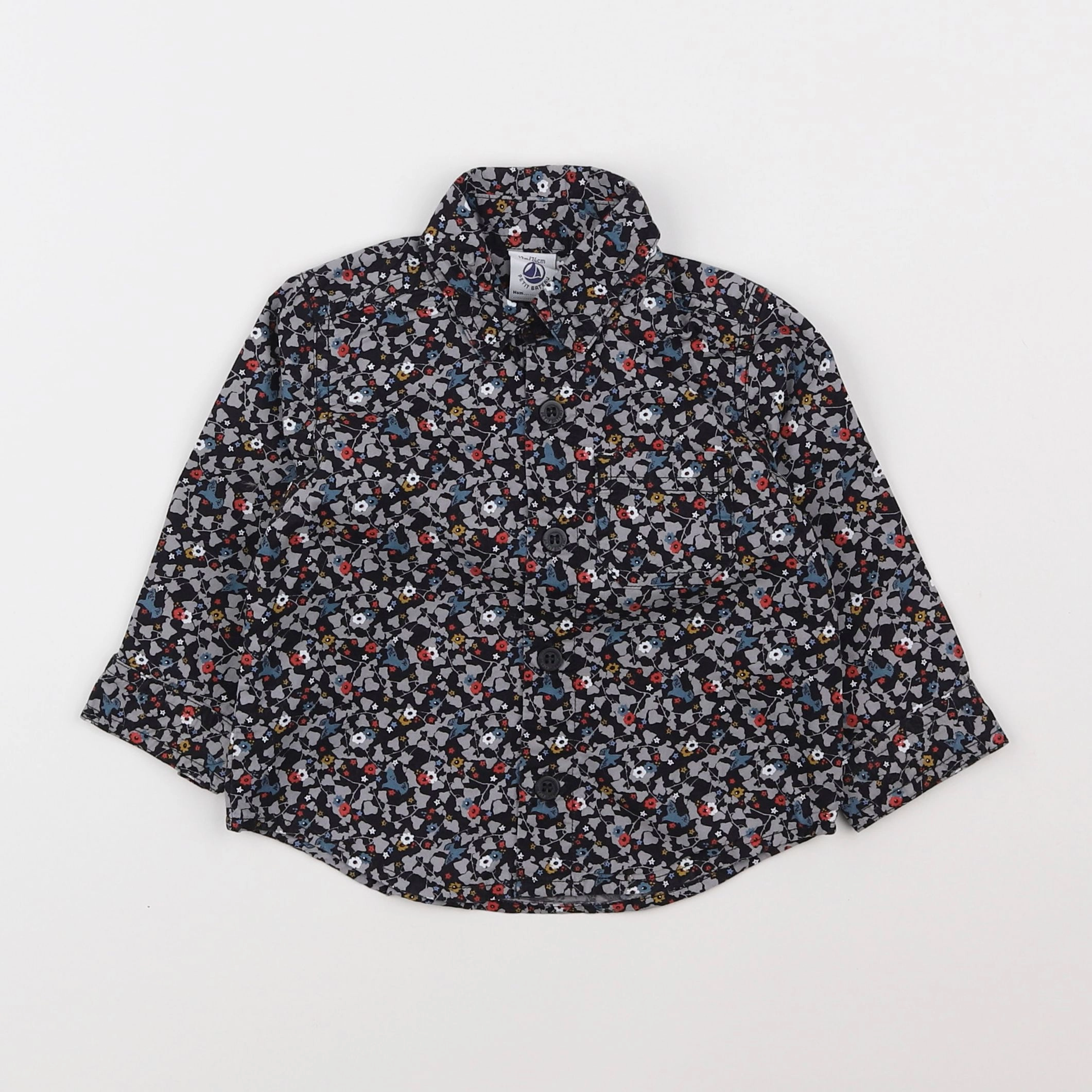 Petit Bateau - chemise multicolore - 12 mois