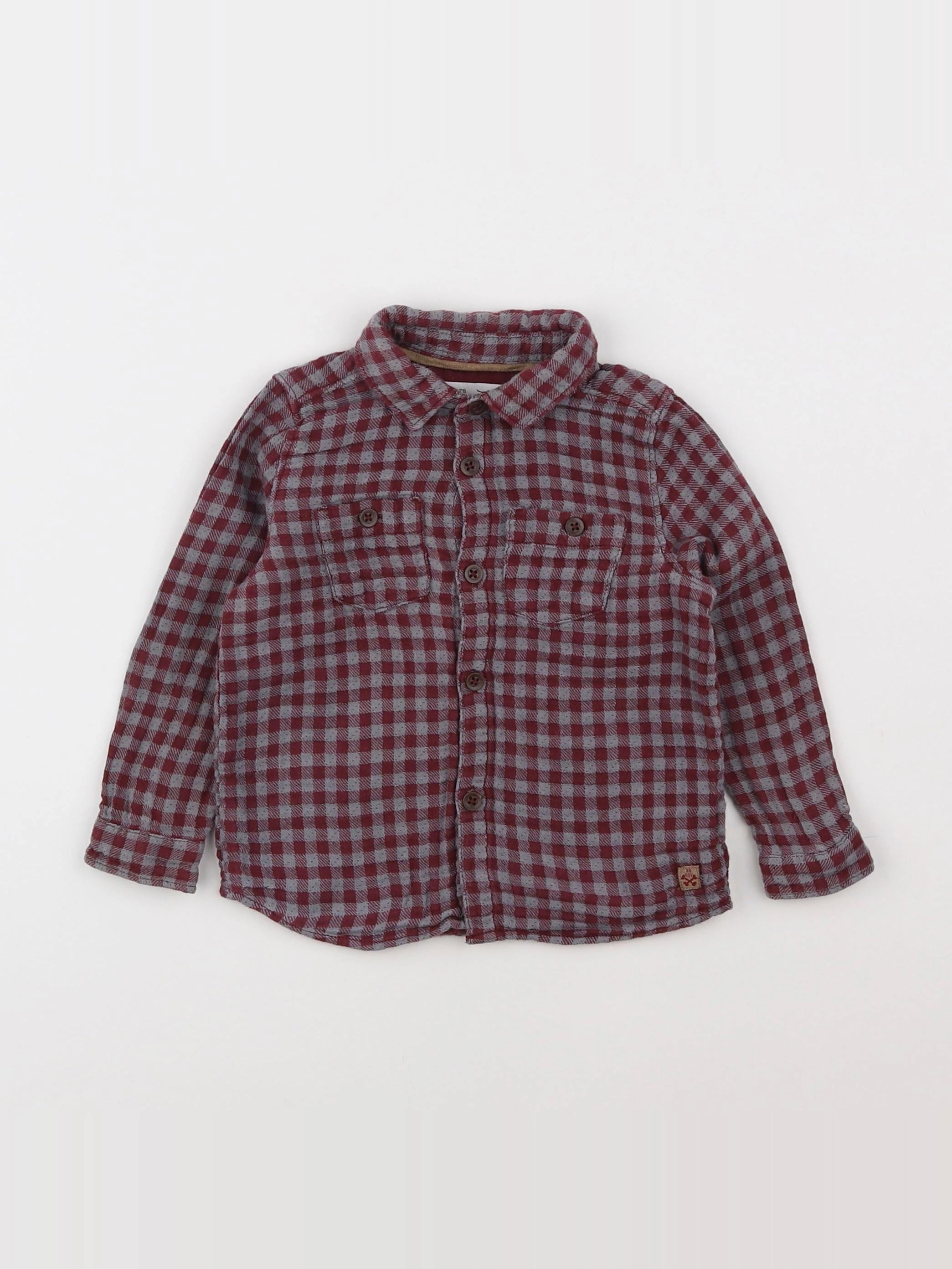Zara - chemise gris, rouge - 12/18 mois