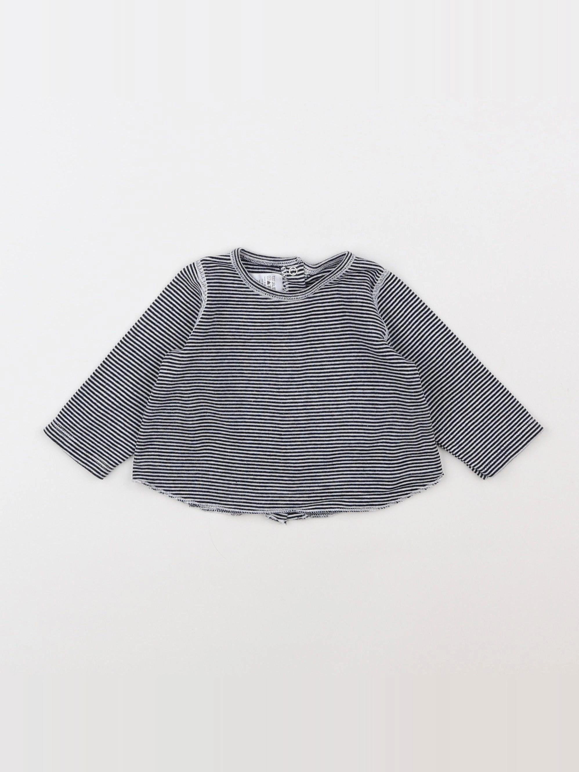 Petit Bateau - tee-shirt bleu, blanc - 3 mois