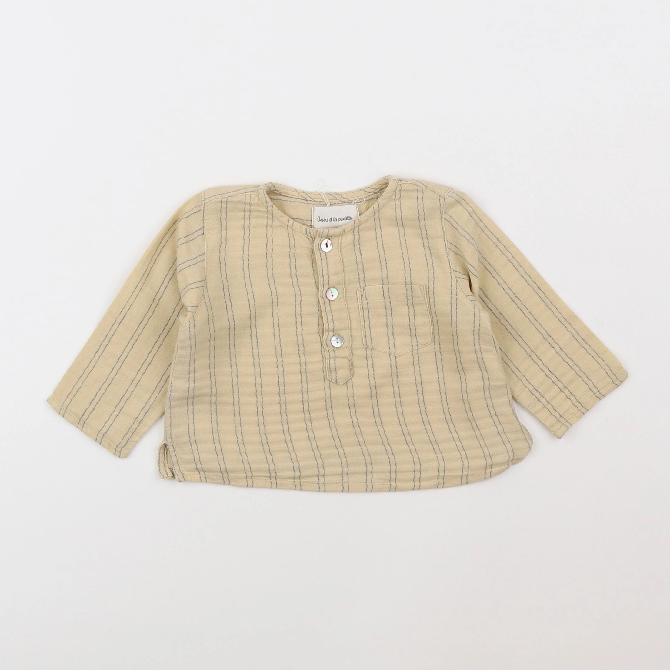 Arsène et les pipelettes - chemise beige, bleu - 6 mois