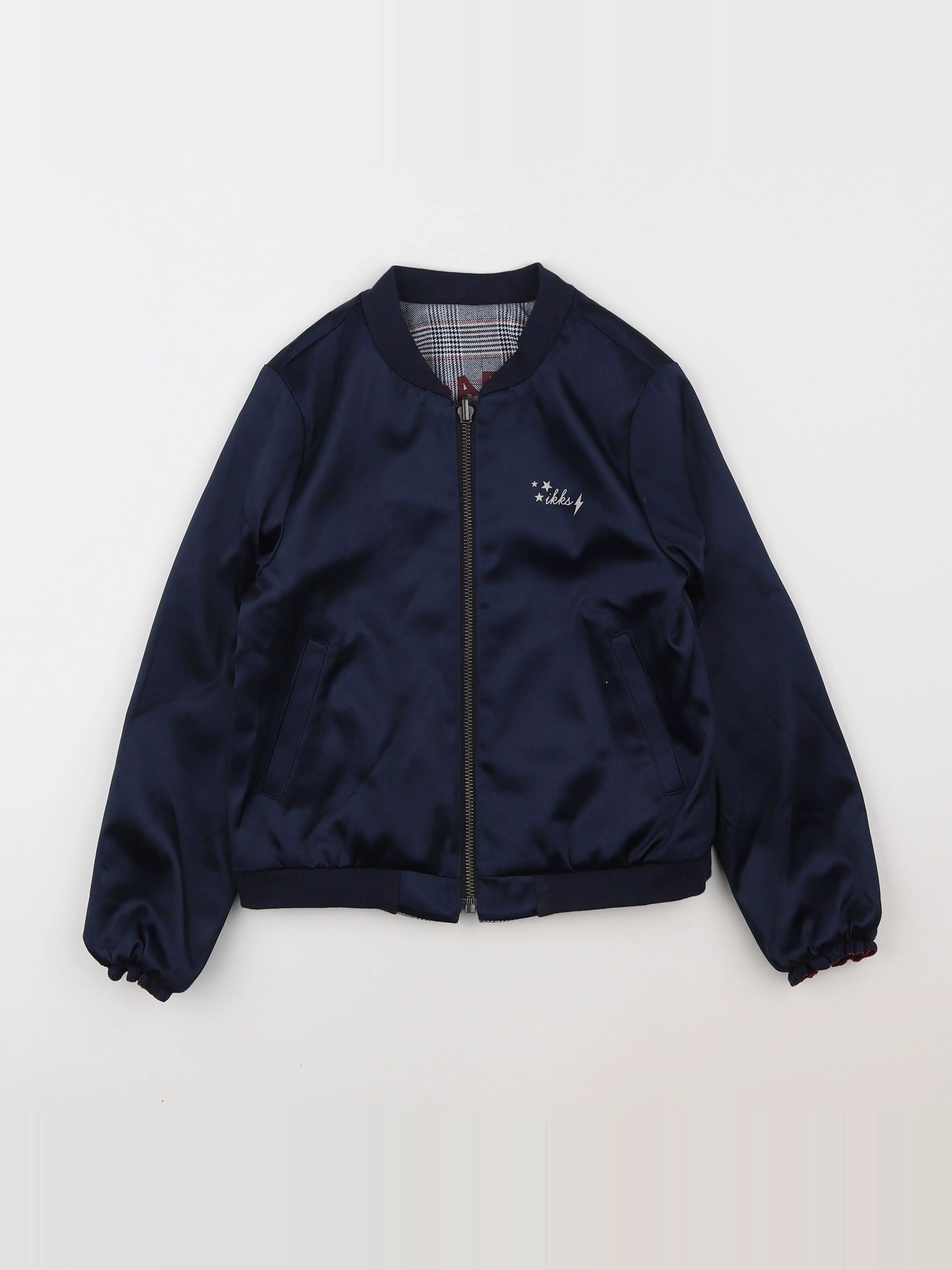 IKKS - veste réversible bleu, gris - 8 ans