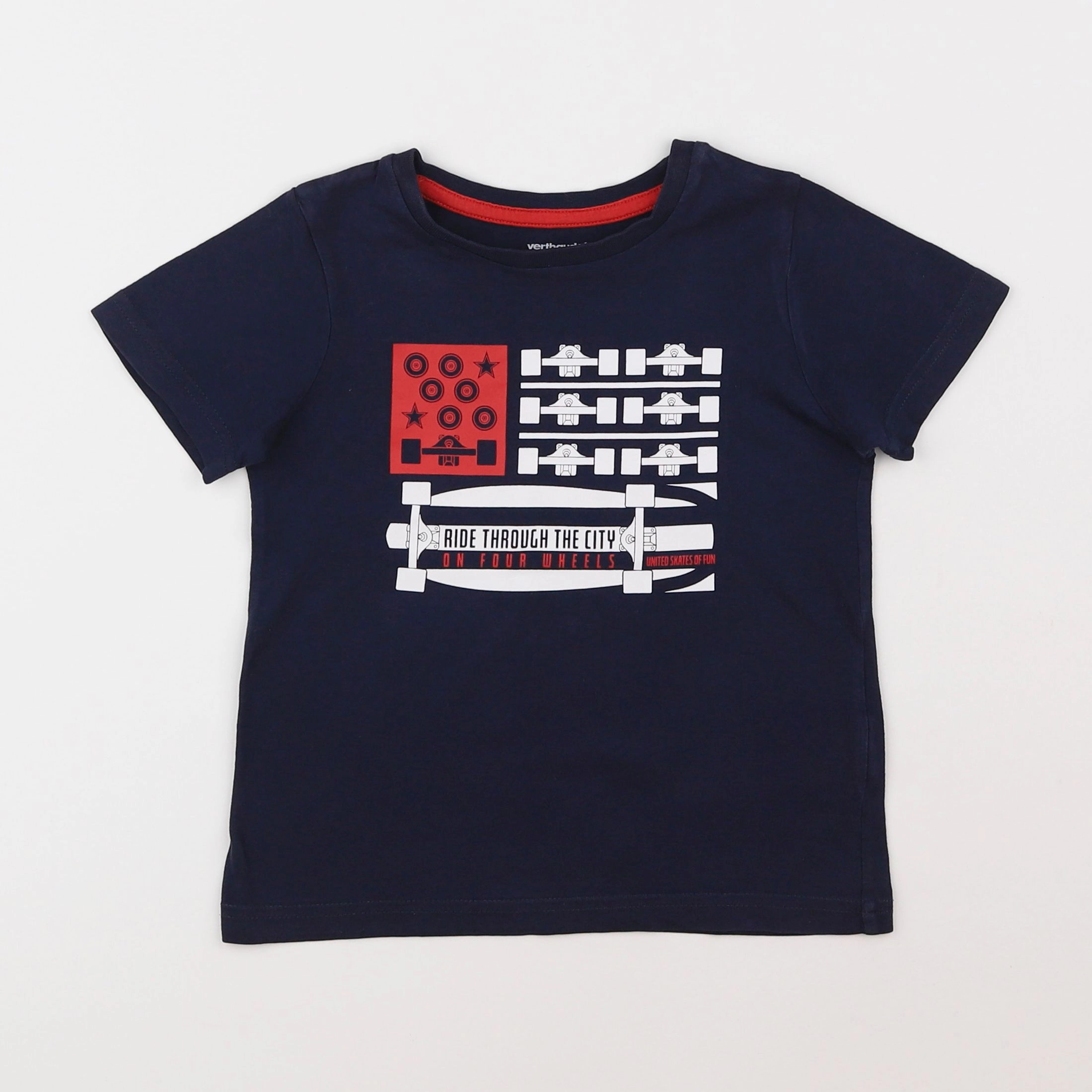 Vertbaudet - tee-shirt bleu - 4 ans