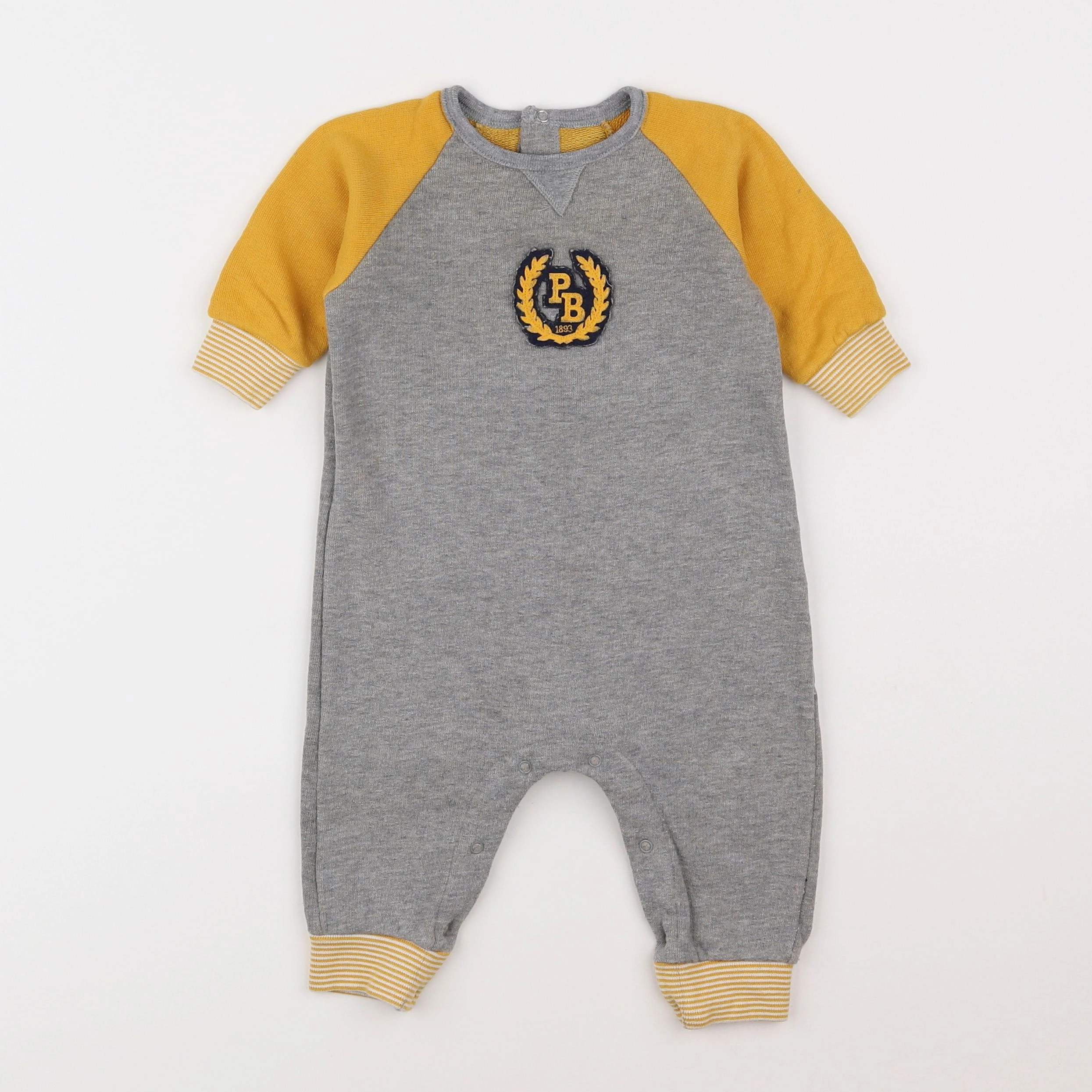 Petit Bateau - combinaison gris, jaune - 6 mois