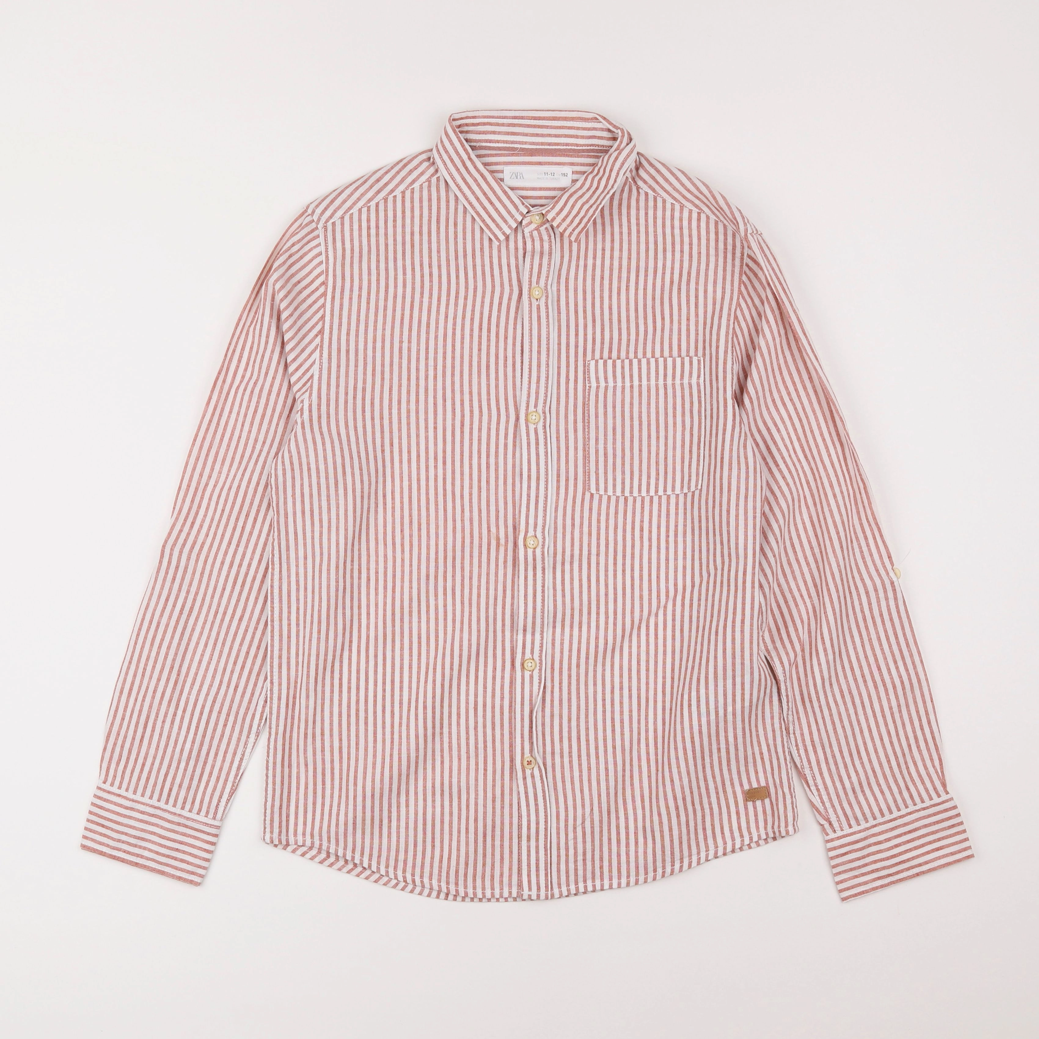 Zara - chemise blanc, rose - 11/12 ans