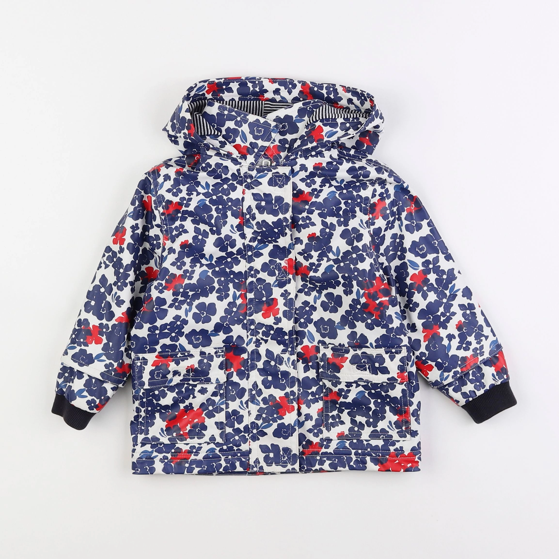 Petit Bateau - imperméable blanc, bleu - 12 mois