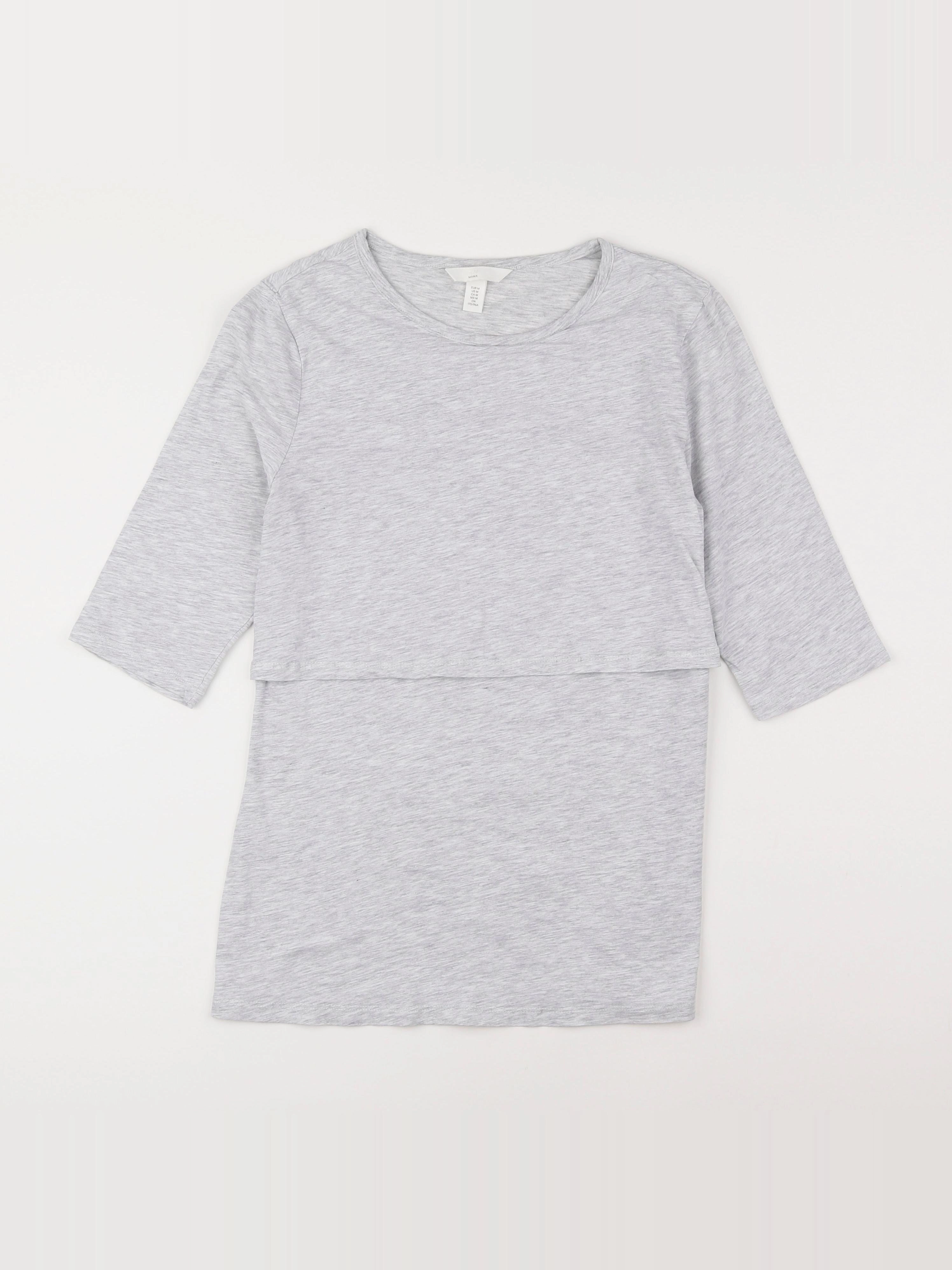 H&M - tee-shirt grossesse, allaitement gris - 42 à 44