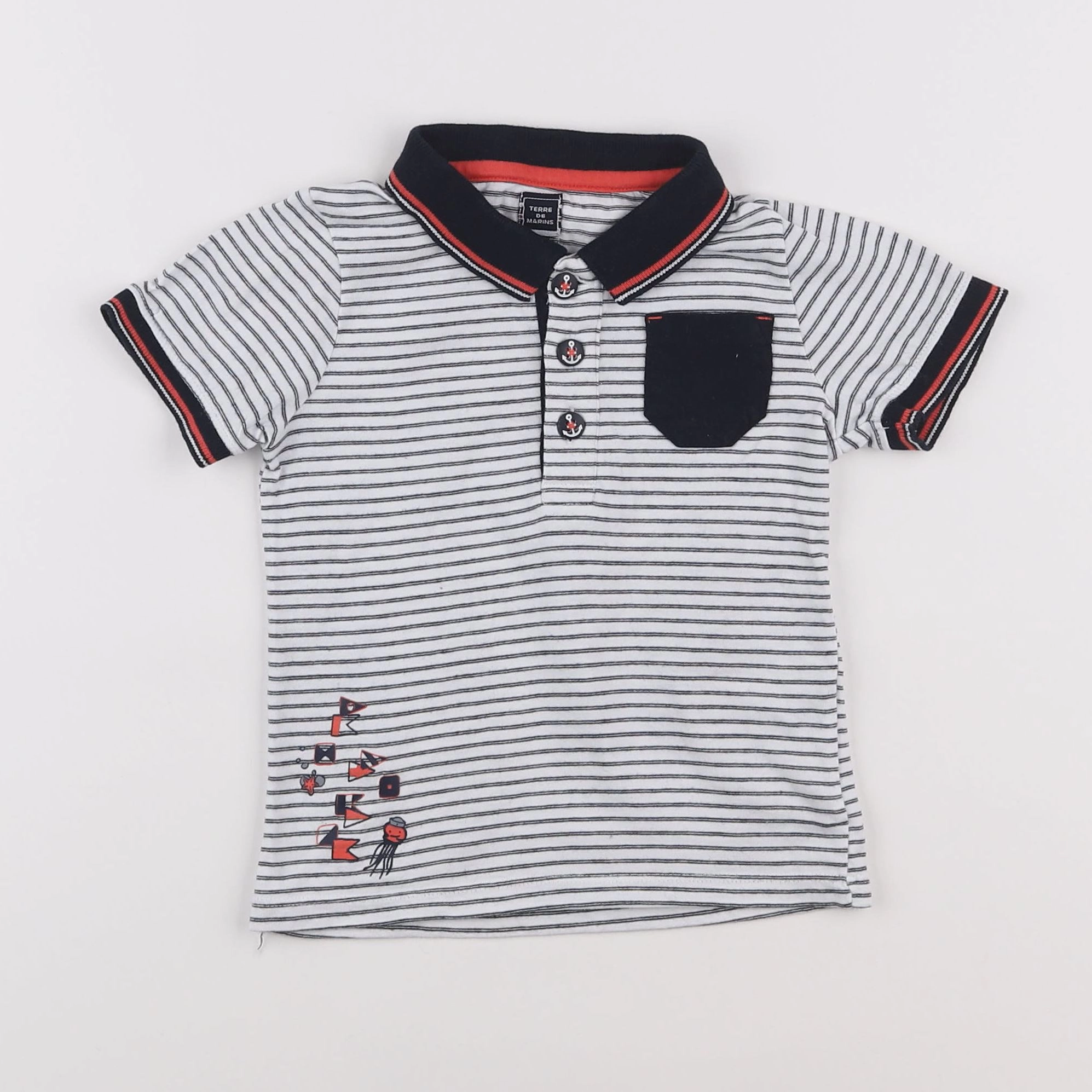 Terre de marins - polo blanc - 2 ans