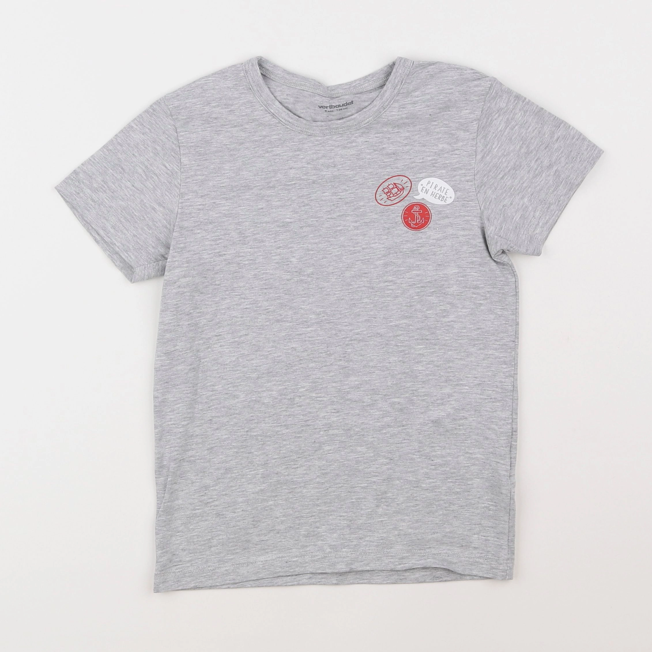 Vertbaudet - tee-shirt gris - 8 ans