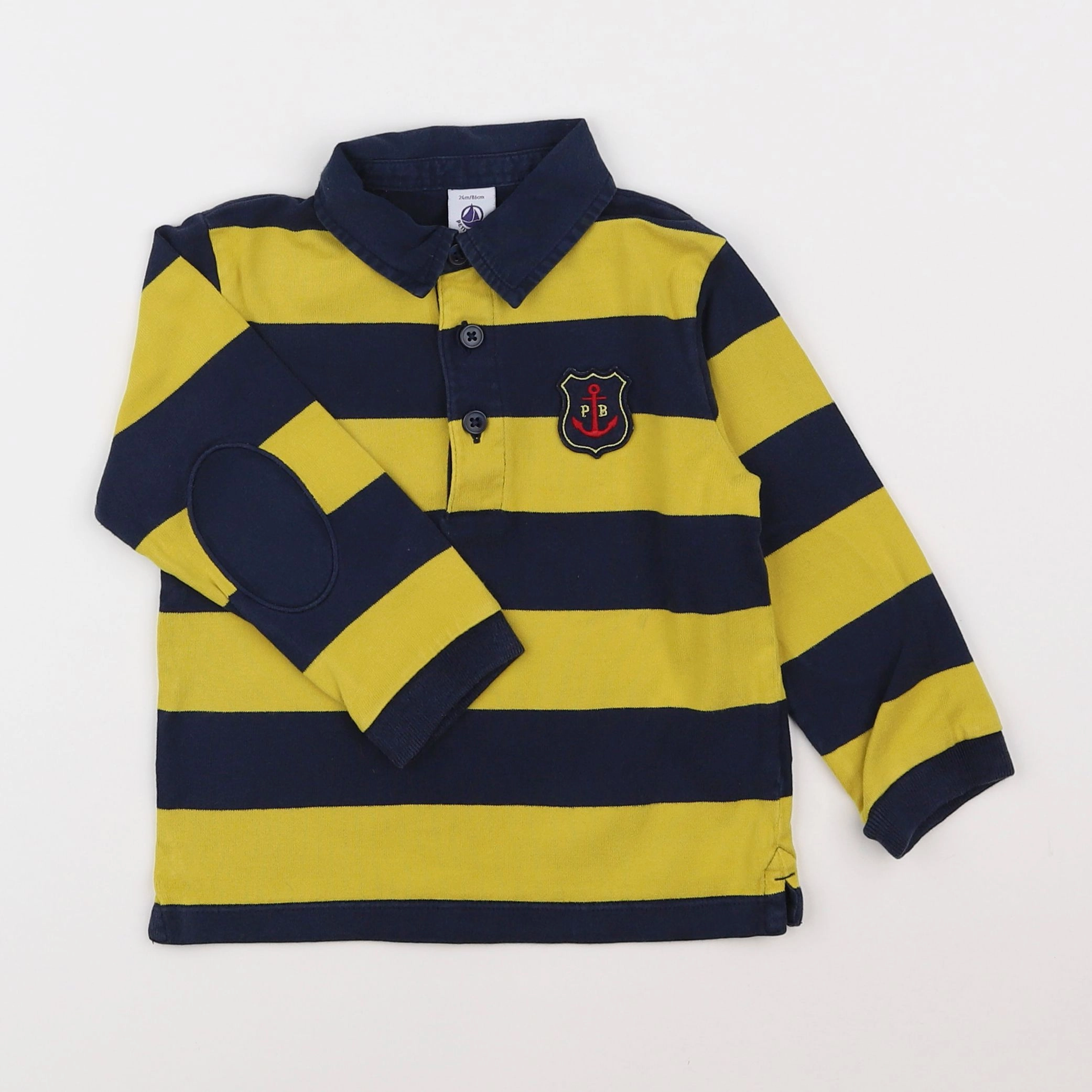 Petit Bateau - polo jaune, bleu - 2 ans