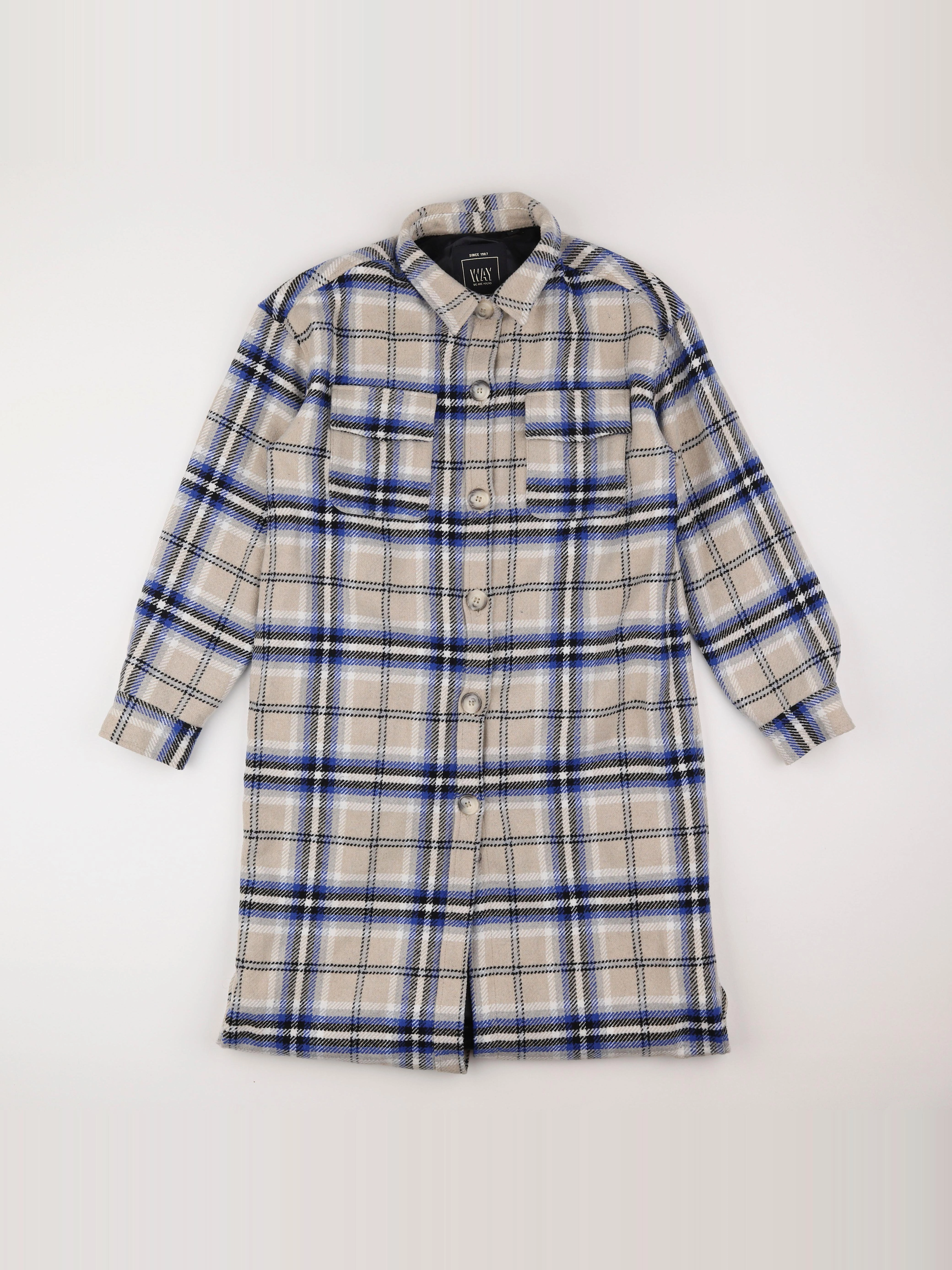 IKKS - manteau beige, bleu - 14 ans
