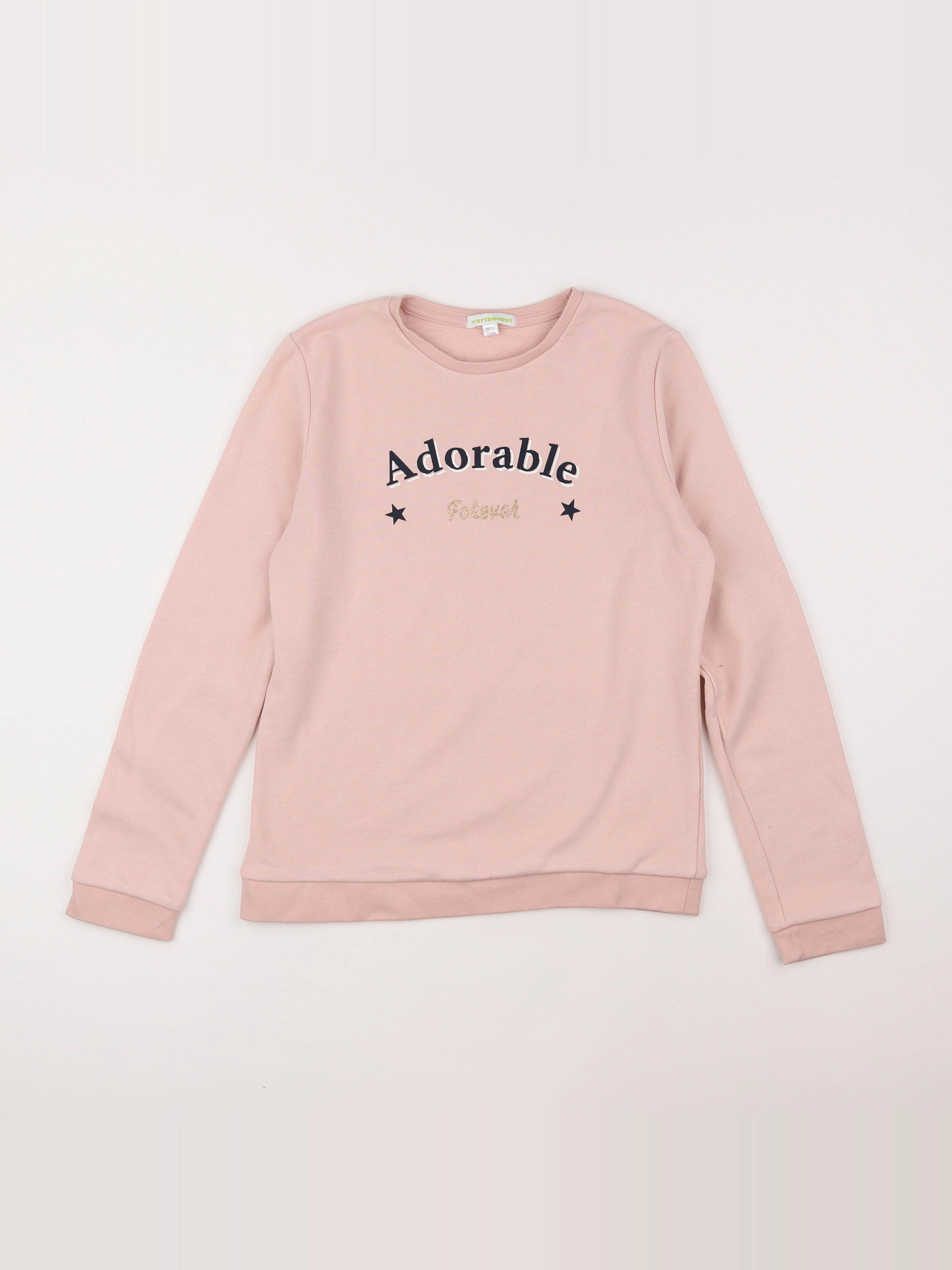Vertbaudet - sweat rose - 12 ans
