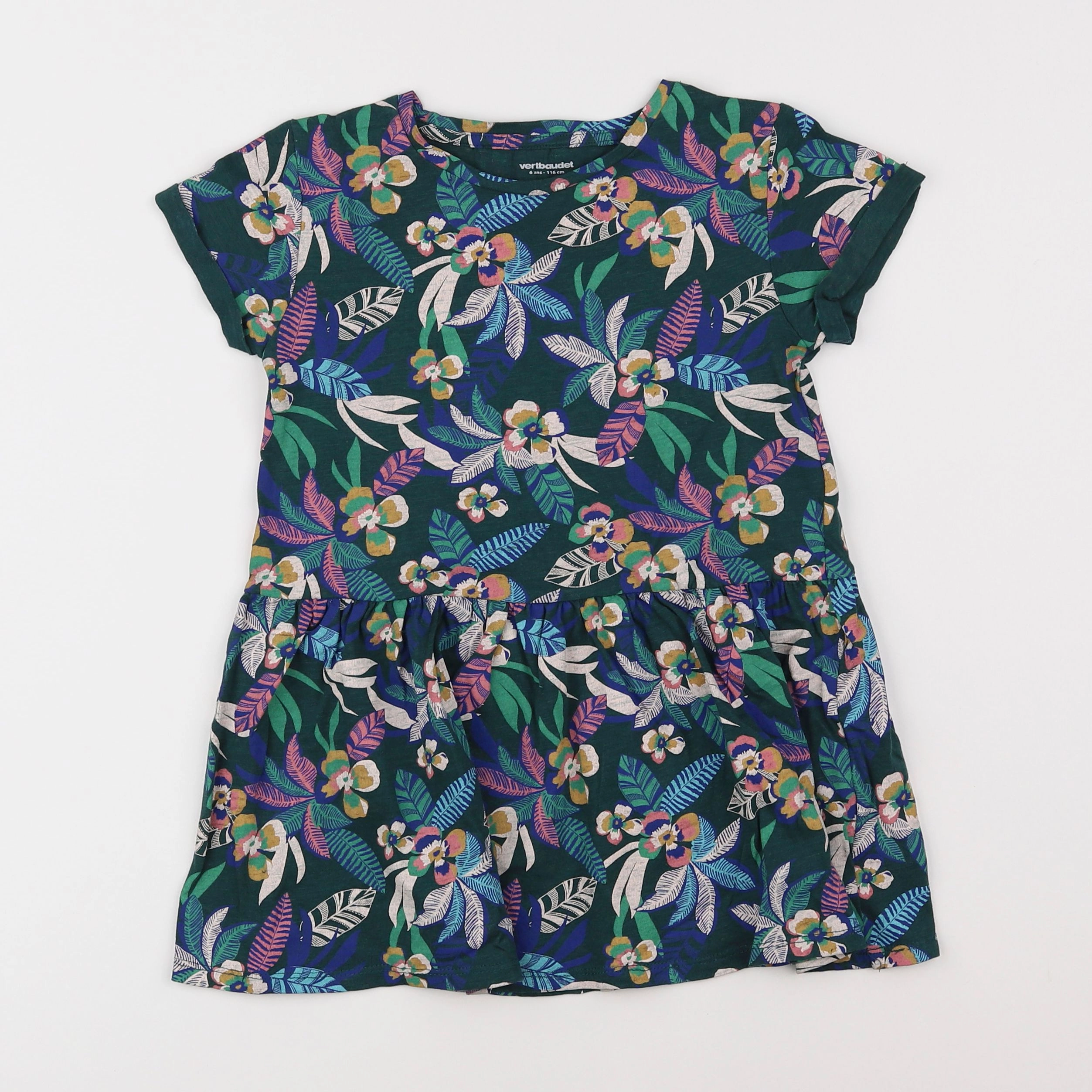 Vertbaudet - robe vert - 6 ans